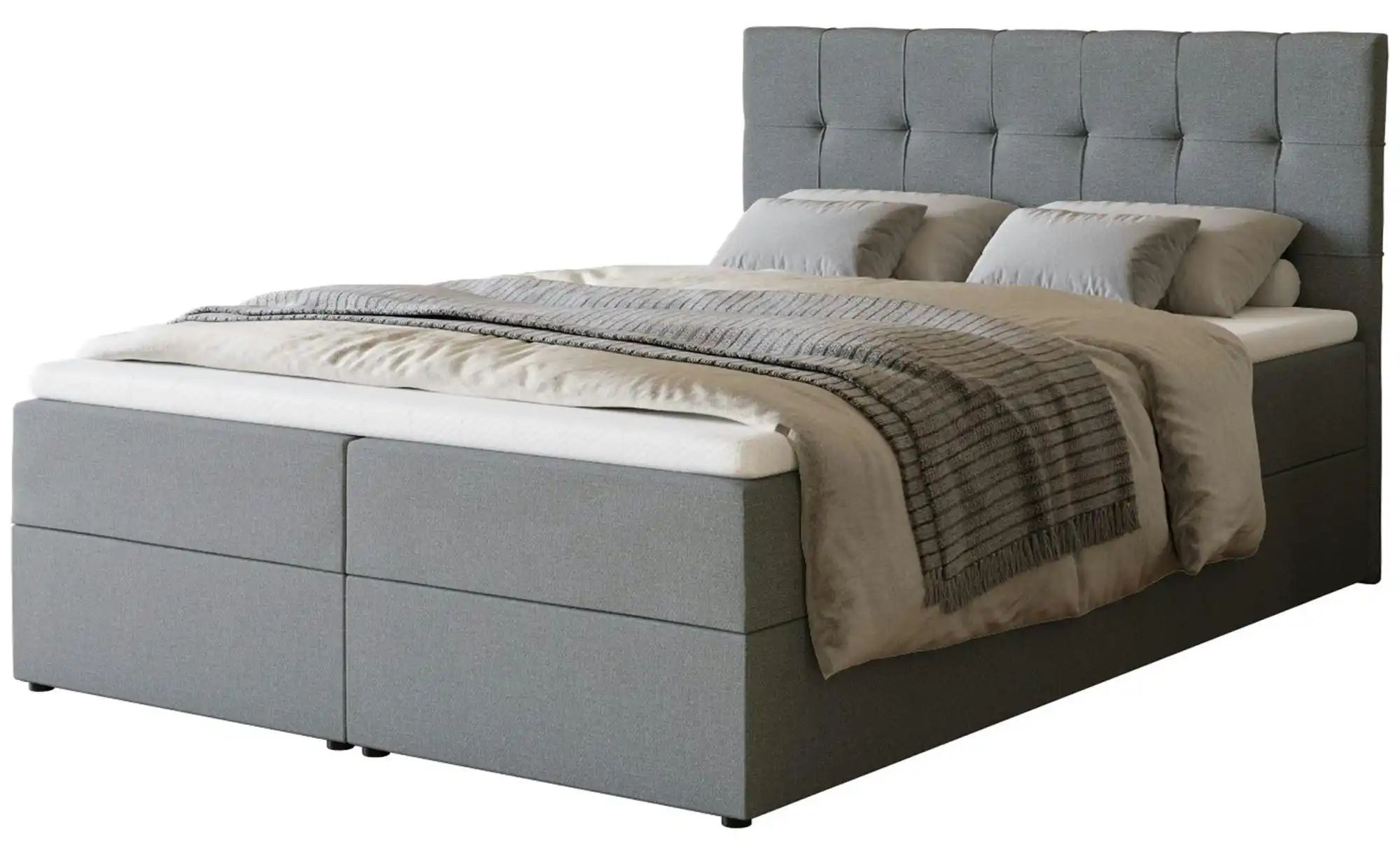 Boxbett mit Bettkasten und Topper Dartford ¦ grau ¦ Maße (cm): B: 140 H: 10 günstig online kaufen
