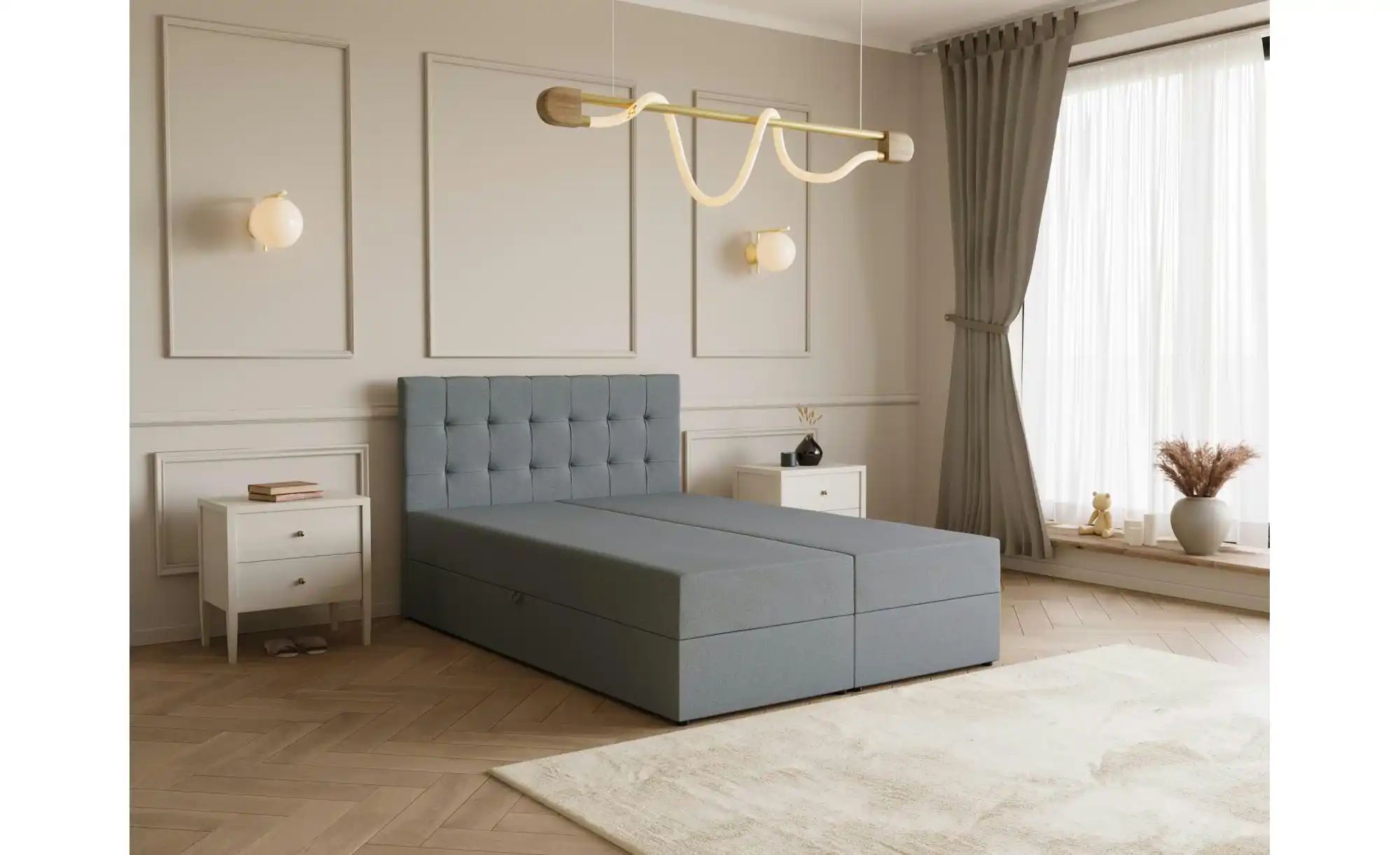 Thumbnail - Boxbett mit Stauraum und Topper Dartford ¦ grau ¦ Maße (cm): B: 140 H: 102 Betten > Polsterbetten - Höffner