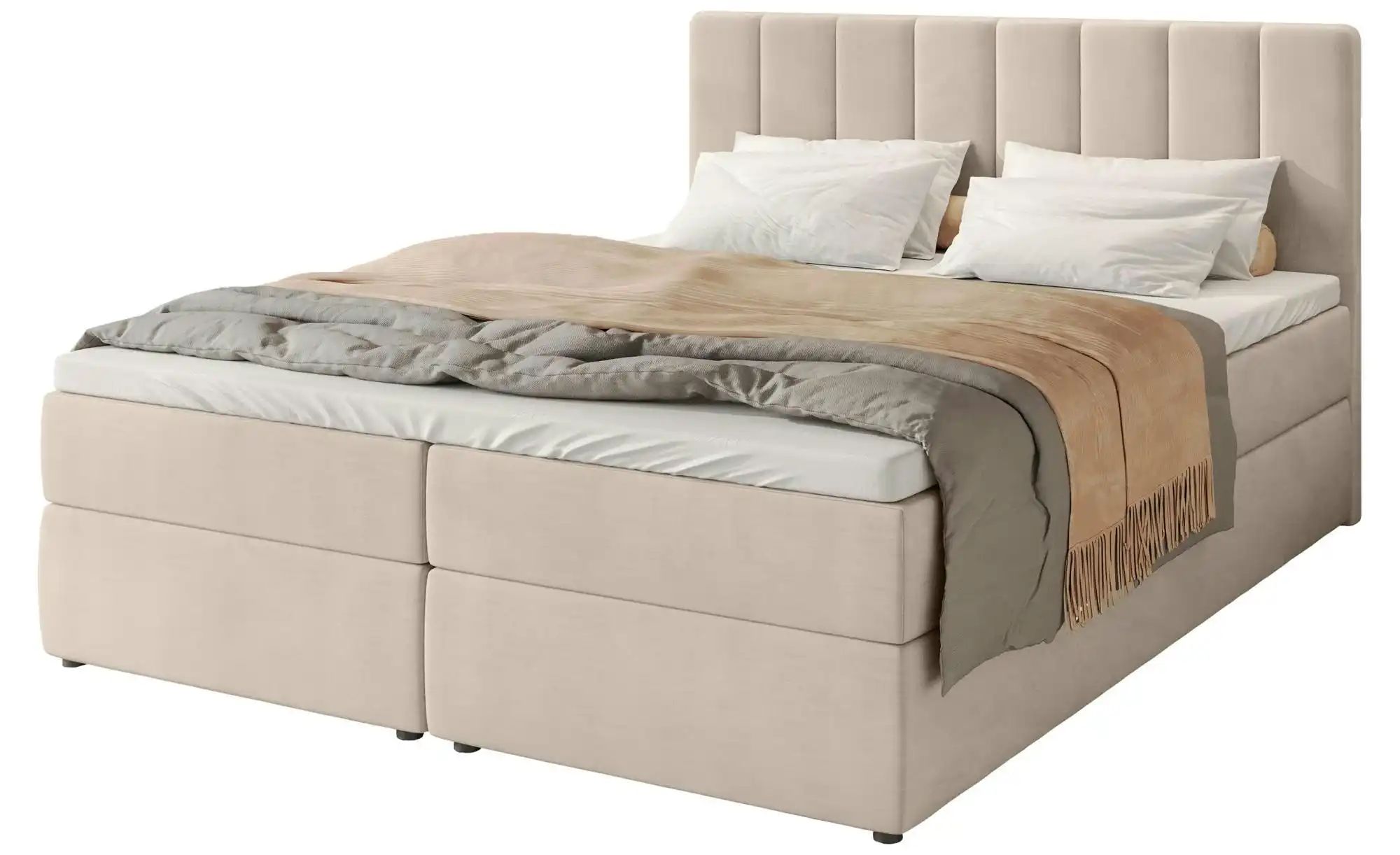 Boxbett mit Bettkasten und Topper Devora ¦ beige ¦ Maße (cm): B: 180 H: 102 günstig online kaufen