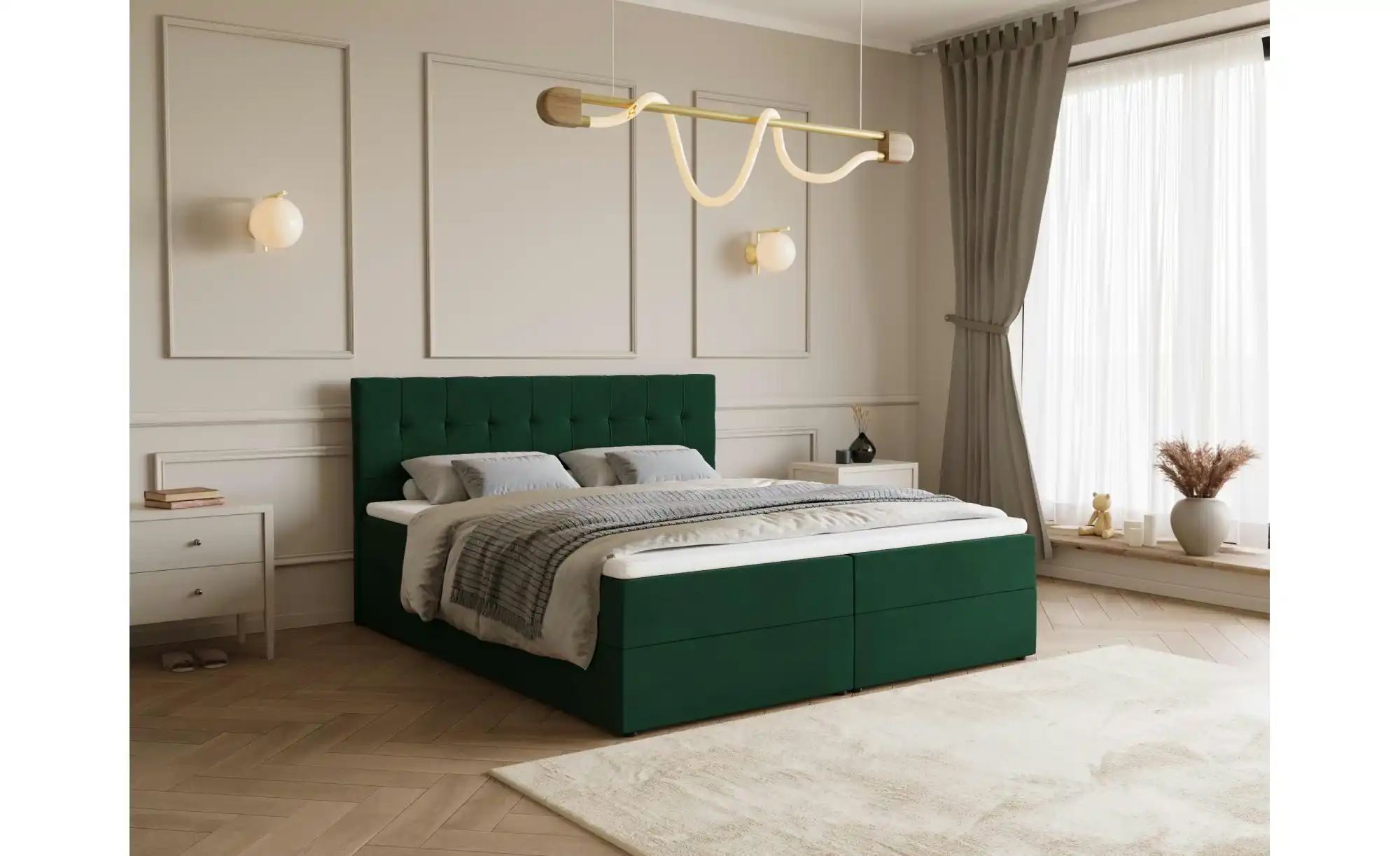 Thumbnail - Boxbett mit Stauraum und Topper Dartford ¦ grün ¦ Maße (cm): B: 180 H: 102 Betten > Polsterbetten - Höffner