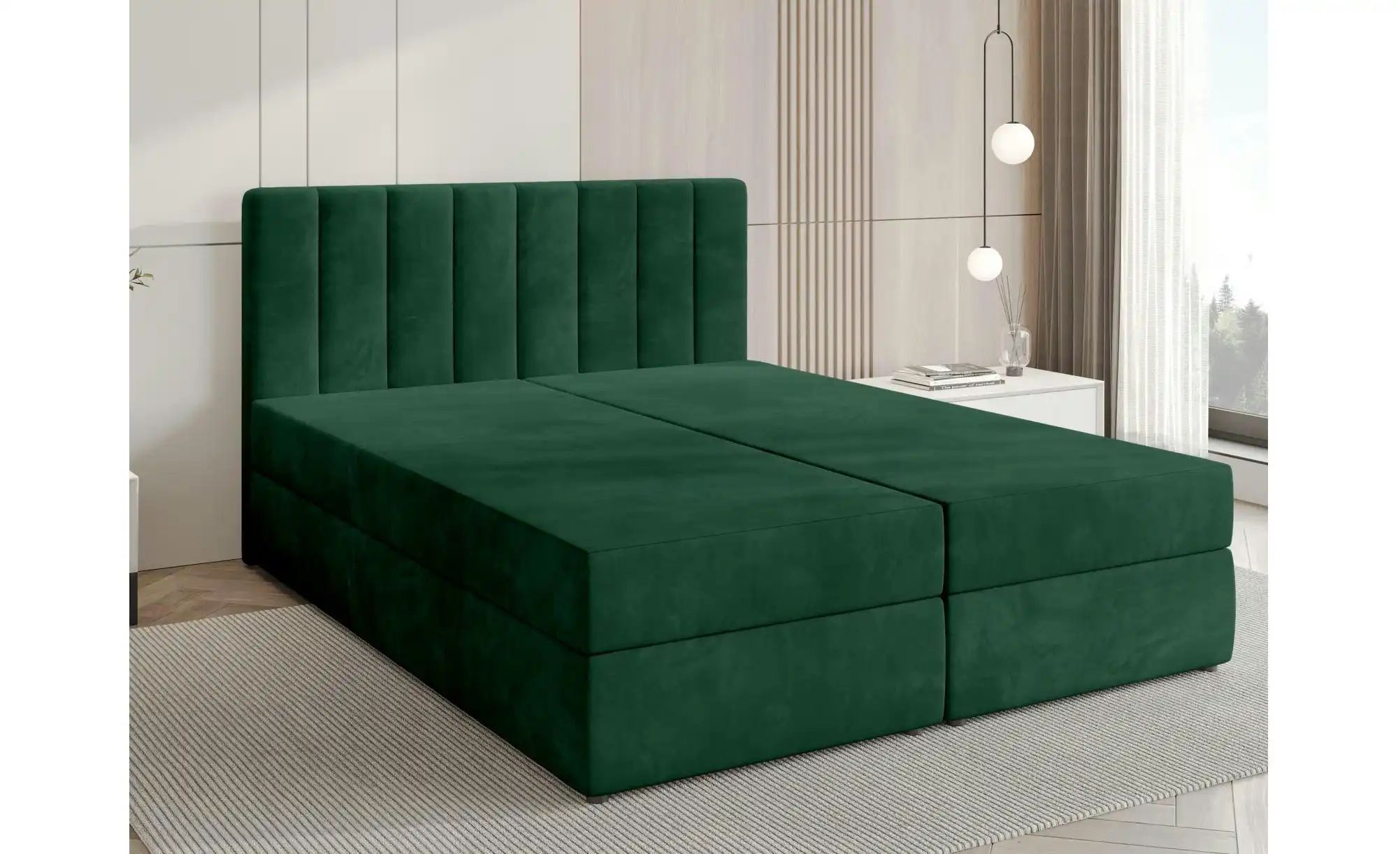 Thumbnail - Boxbett mit Stauraum und Topper Devora ¦ grün ¦ Maße (cm): B: 140 H: 102 Betten > Polsterbetten - Höffner