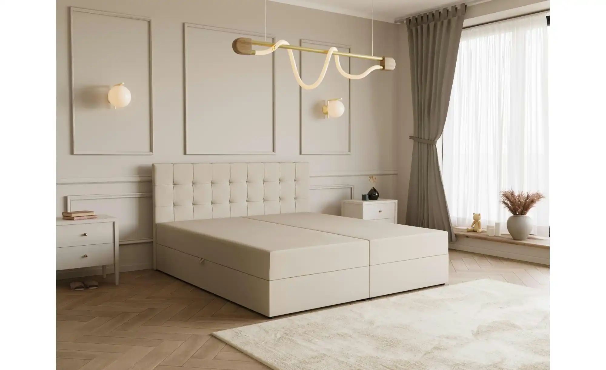 Thumbnail - Boxbett mit Stauraum und Topper Dartford ¦ beige ¦ Maße (cm): B: 180 H: 102 Betten > Polsterbetten - Höffner