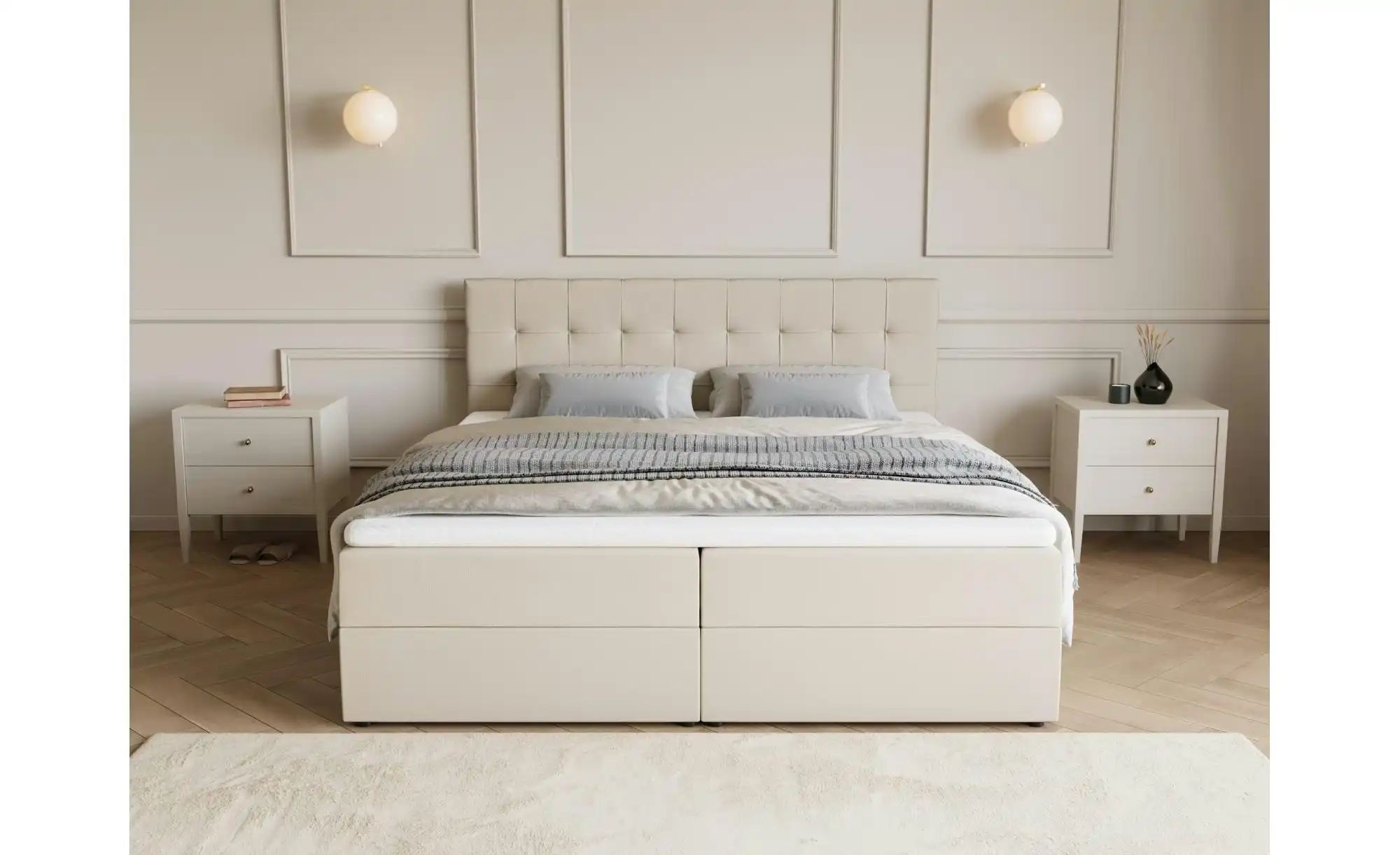 Thumbnail - Boxbett mit Stauraum und Topper Dartford ¦ beige ¦ Maße (cm): B: 180 H: 102 Betten > Polsterbetten - Höffner