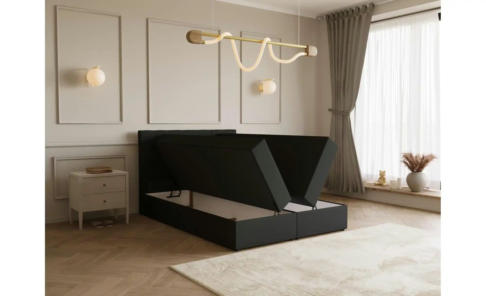 Boxbett mit Stauraum und Topper Dartford ¦ schwarz ¦ Maße (cm): B: 140 H: 1 günstig online kaufen