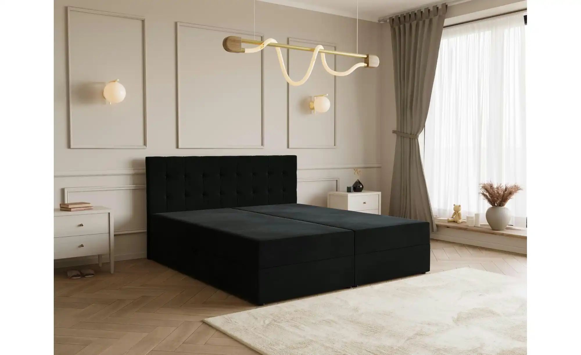 Thumbnail - Boxbett mit Stauraum und Topper Dartford ¦ schwarz ¦ Maße (cm): B: 180 H: 102 Betten > Polsterbetten - Höffner