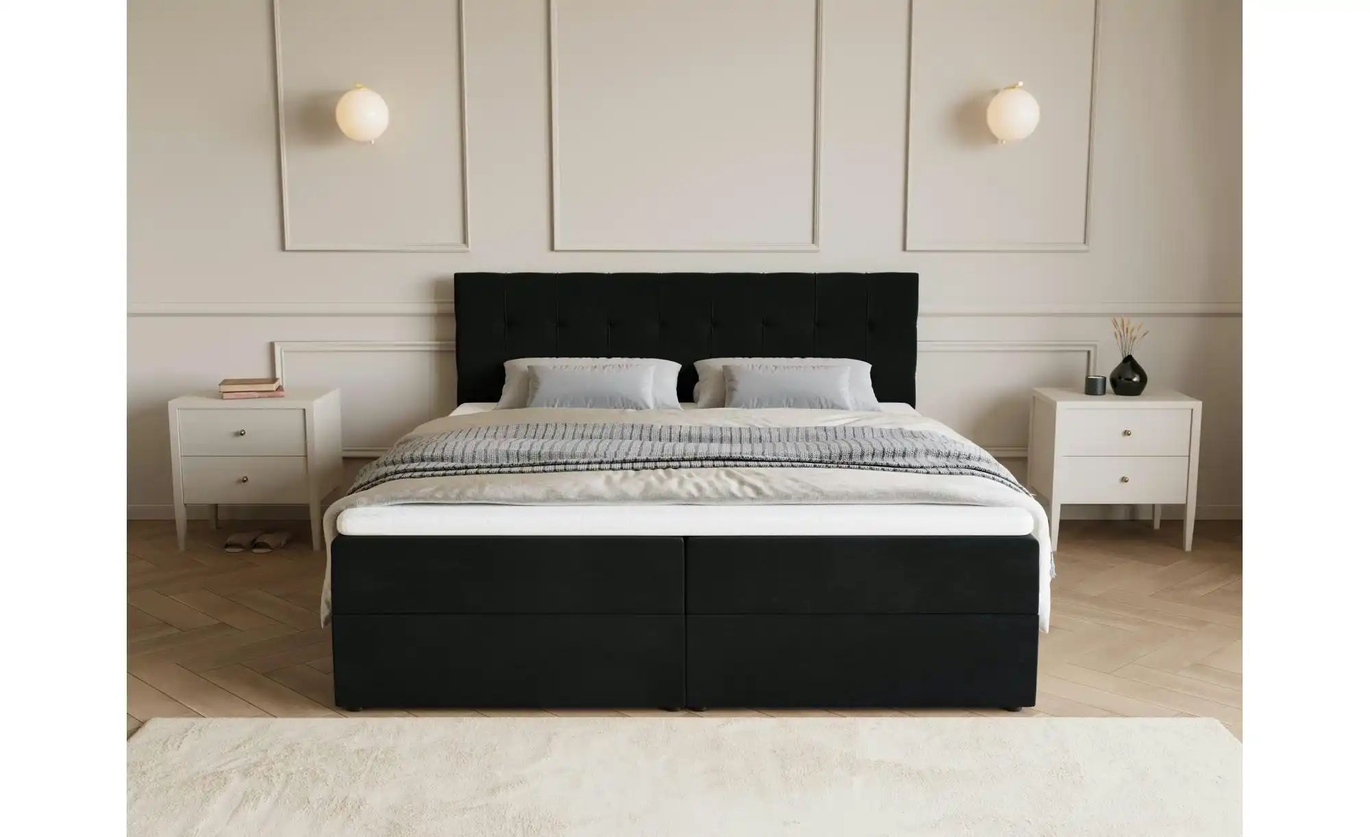 Thumbnail - Boxbett mit Stauraum und Topper Dartford ¦ schwarz ¦ Maße (cm): B: 180 H: 102 Betten > Polsterbetten - Höffner