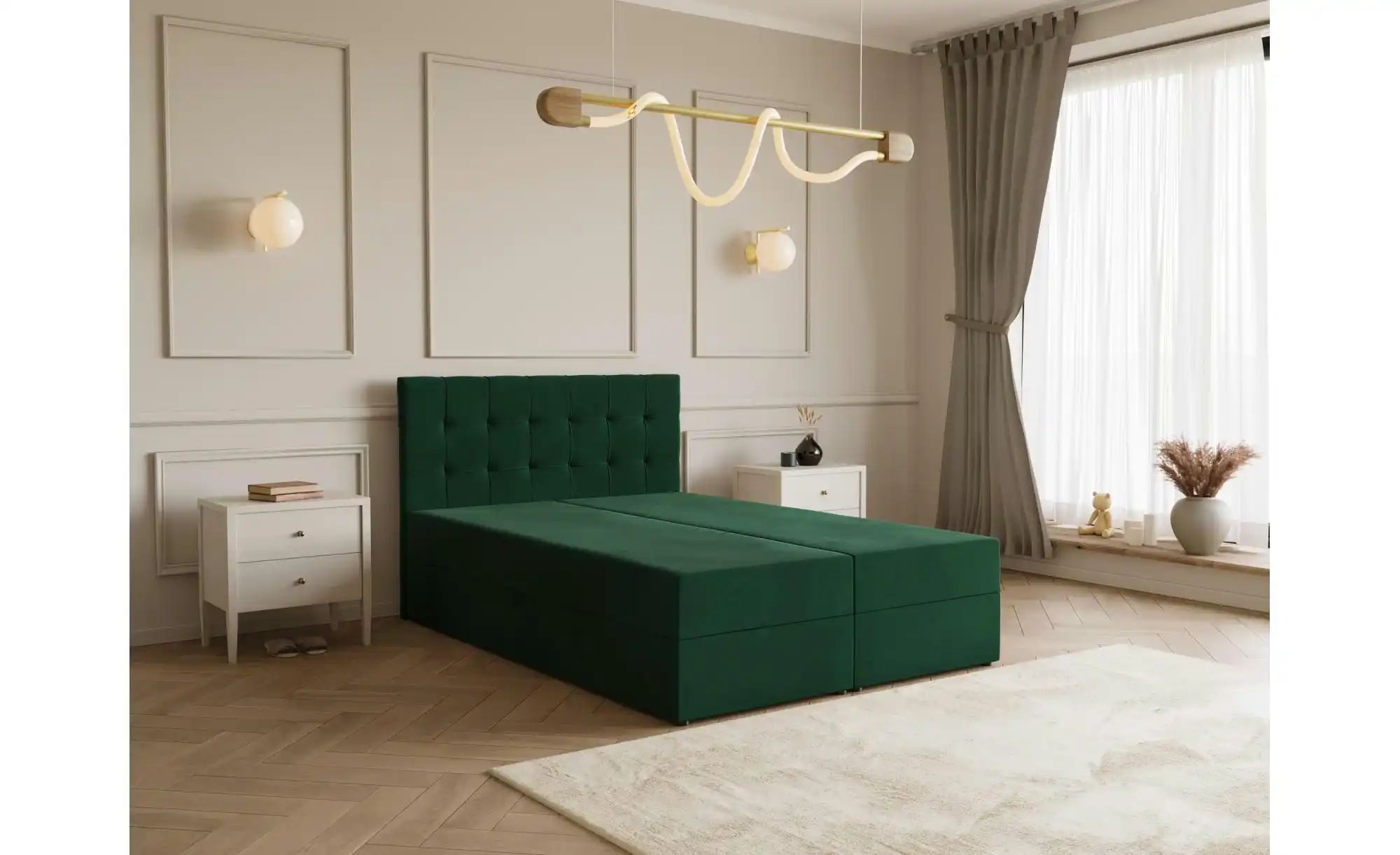 Thumbnail - Boxbett mit Stauraum und Topper Dartford ¦ grün ¦ Maße (cm): B: 140 H: 102 Betten > Polsterbetten - Höffner