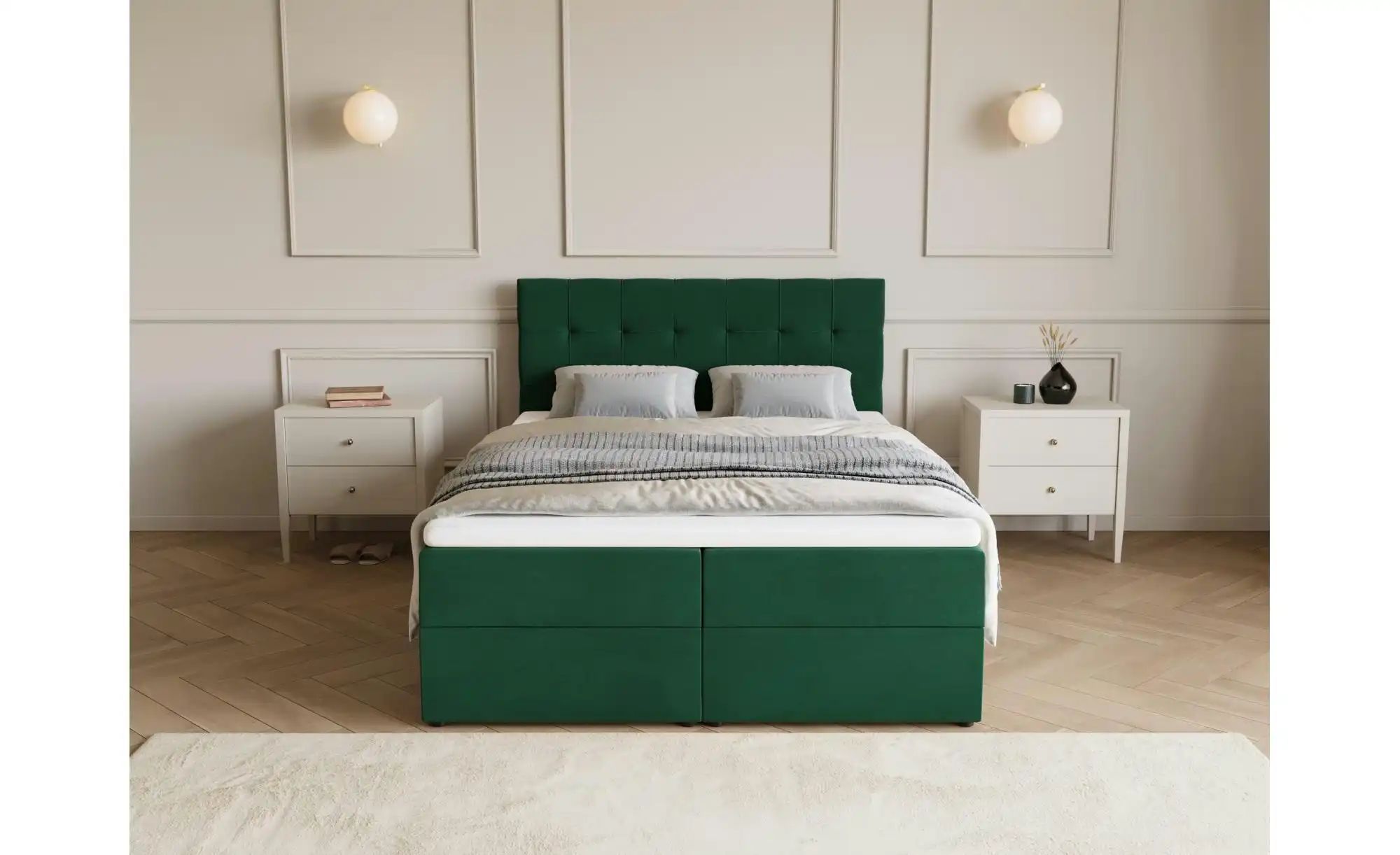 Thumbnail - Boxbett mit Stauraum und Topper Dartford ¦ grün ¦ Maße (cm): B: 140 H: 102 Betten > Polsterbetten - Höffner