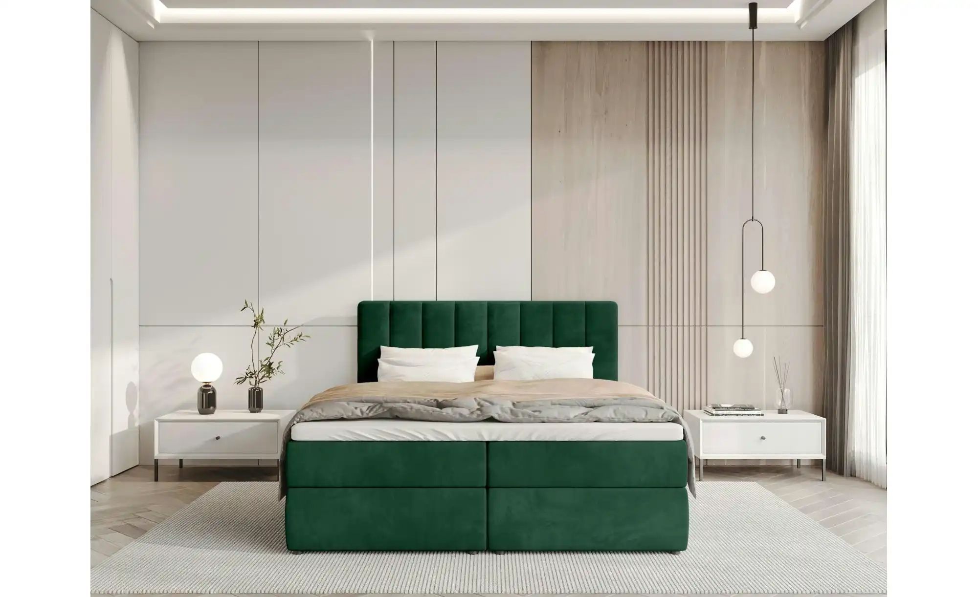 Thumbnail - Boxbett mit Stauraum und Topper Devora ¦ grün ¦ Maße (cm): B: 160 H: 102 Betten > Polsterbetten - Höffner