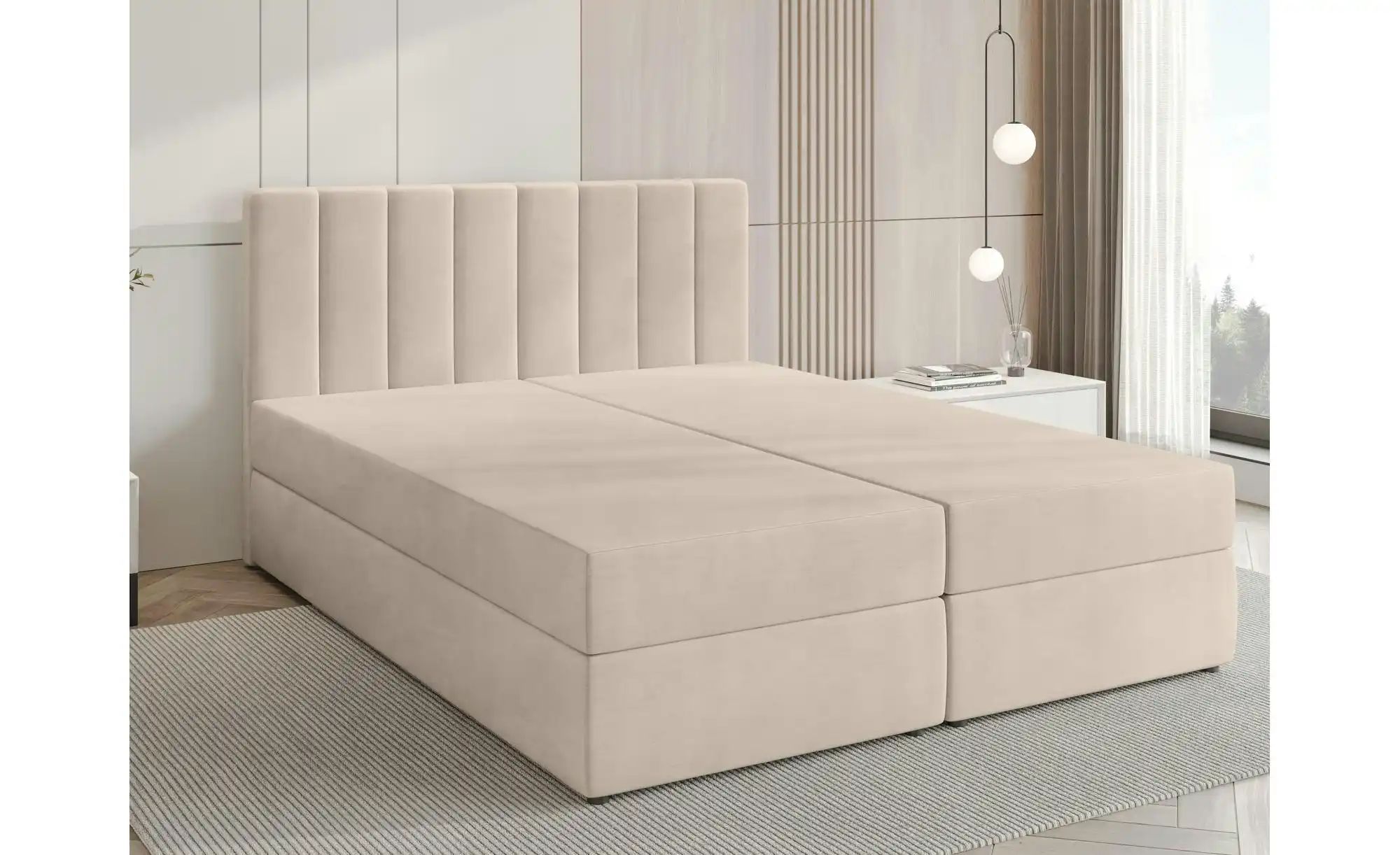 Thumbnail - Boxbett mit Stauraum und Topper Devora ¦ beige ¦ Maße (cm): B: 160 H: 102 Betten > Polsterbetten - Höffner