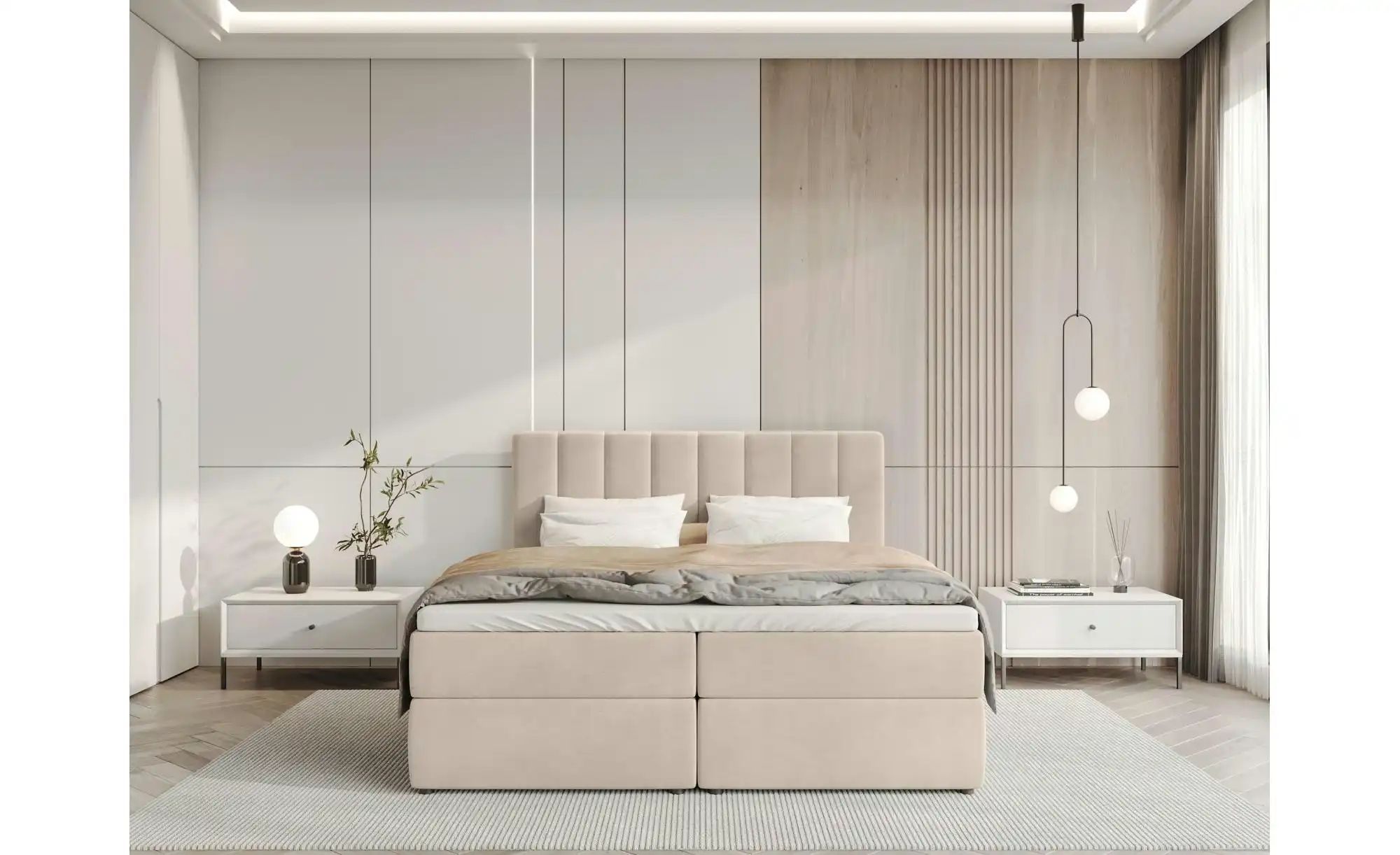 Thumbnail - Boxbett mit Stauraum und Topper Devora ¦ beige ¦ Maße (cm): B: 160 H: 102 Betten > Polsterbetten - Höffner