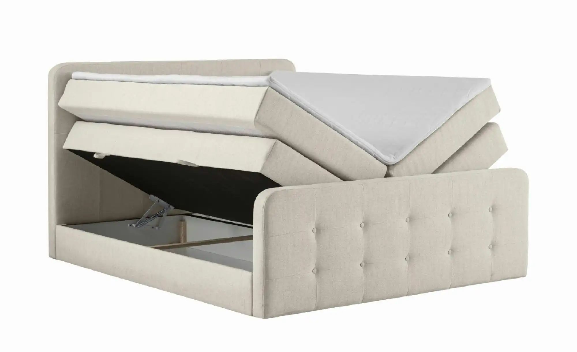 Boxspringbett mit Bettkasten Neapel ¦ creme ¦ Maße (cm): B: 200 H: 121 Bett günstig online kaufen