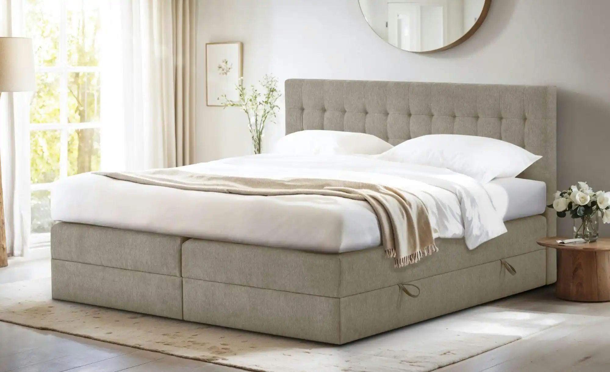Thumbnail - Boxspringbett mit Bettkasten Barcelona ¦ beige ¦ Maße (cm): B: 200 H: 110 Betten > Boxspringbetten - Höffner