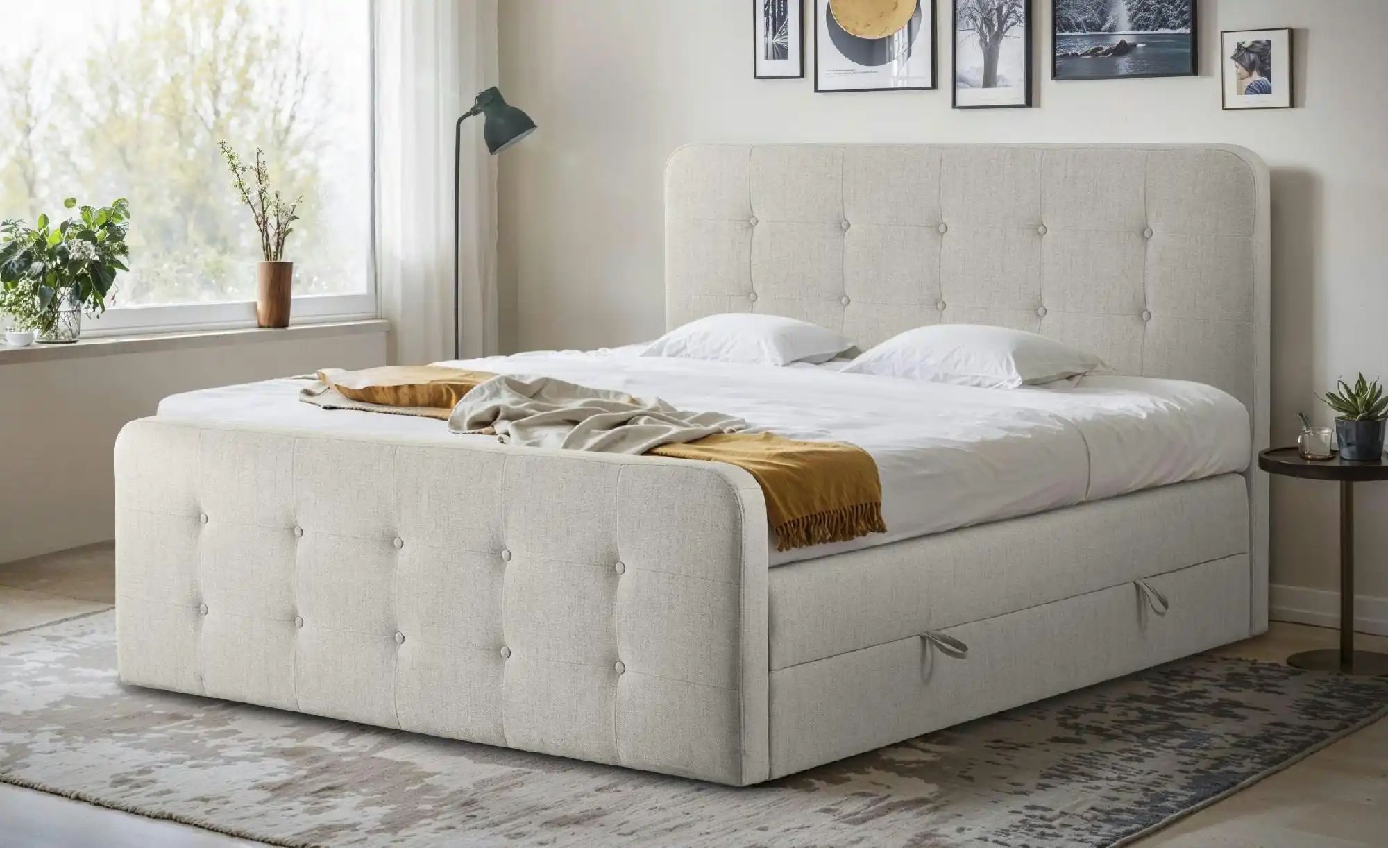 Thumbnail - Boxspringbett mit Bettkasten Neapel ¦ creme ¦ Maße (cm): B: 180 H: 121 Betten > Komfortbetten - Höffner