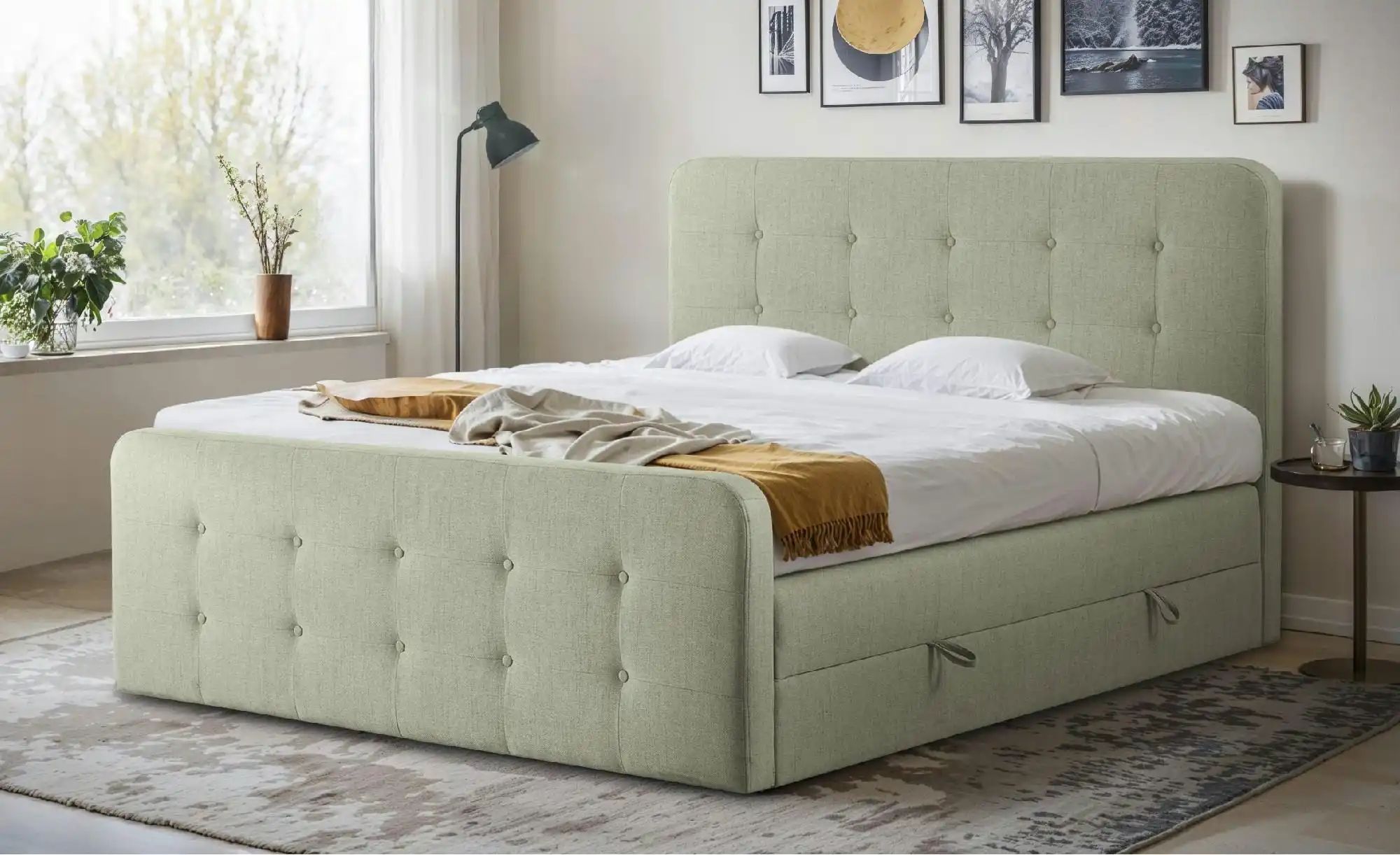 Thumbnail - Boxspringbett mit Bettkasten Neapel ¦ grün ¦ Maße (cm): B: 120 H: 121 Betten > Boxspringbetten - Höffner