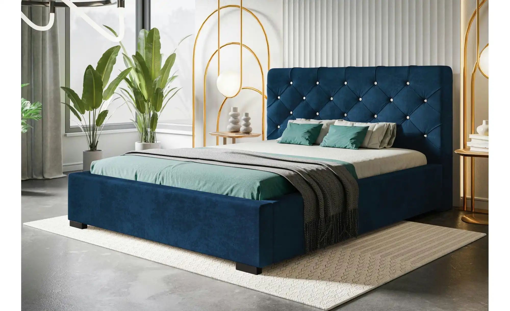 Polsterbett mit Stauraum Preston ¦ blau ¦ Maße (cm): B: 200 H: 104 Betten > günstig online kaufen