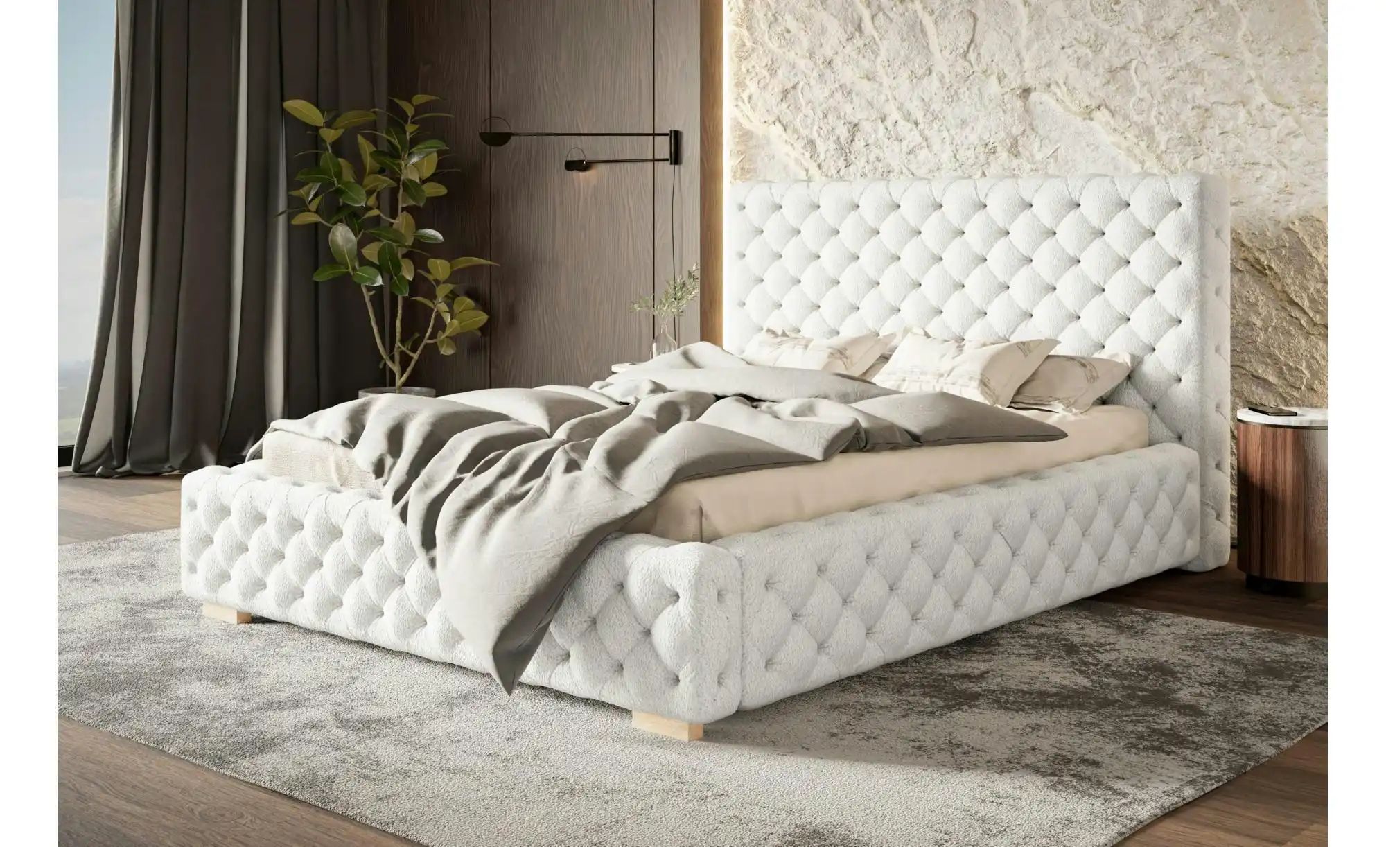 Polsterbett mit Stauraum Wigan ¦ weiß ¦ Maße (cm): H: 107 Betten > Polsterb günstig online kaufen