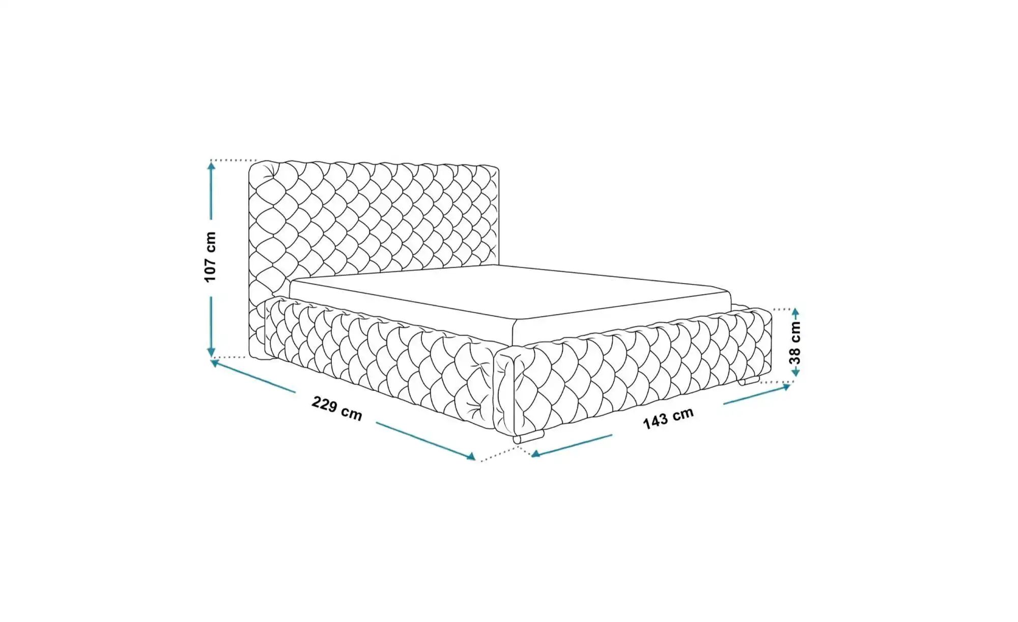 Thumbnail - Polsterbett mit Stauraum Wigan ¦ weiß ¦ Maße (cm): B: 143 H: 107 Betten > Polsterbetten - Höffner