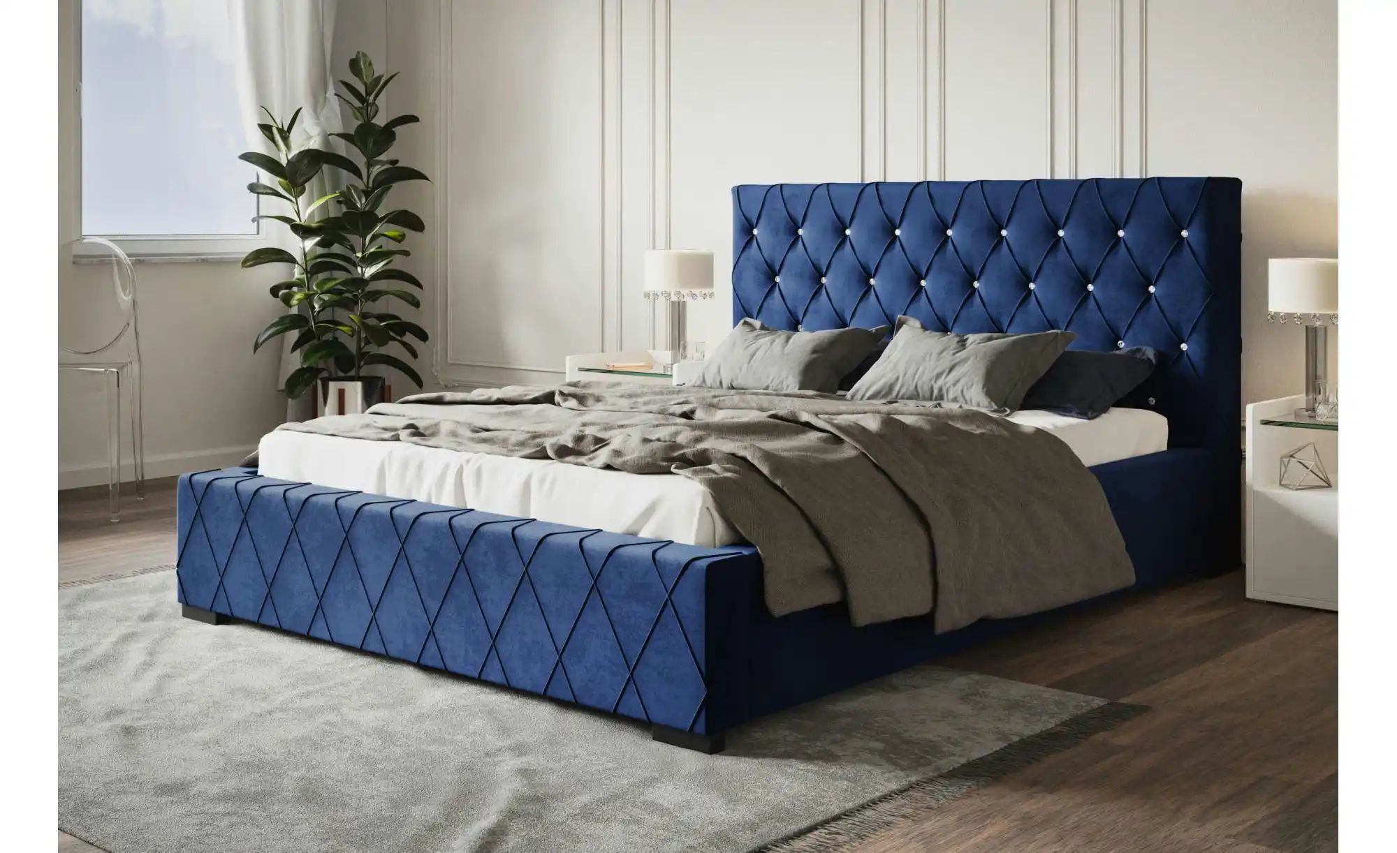 Polsterbett mit Stauraum Bury ¦ blau ¦ Maße (cm): B: 200 H: 104 Betten > Po günstig online kaufen