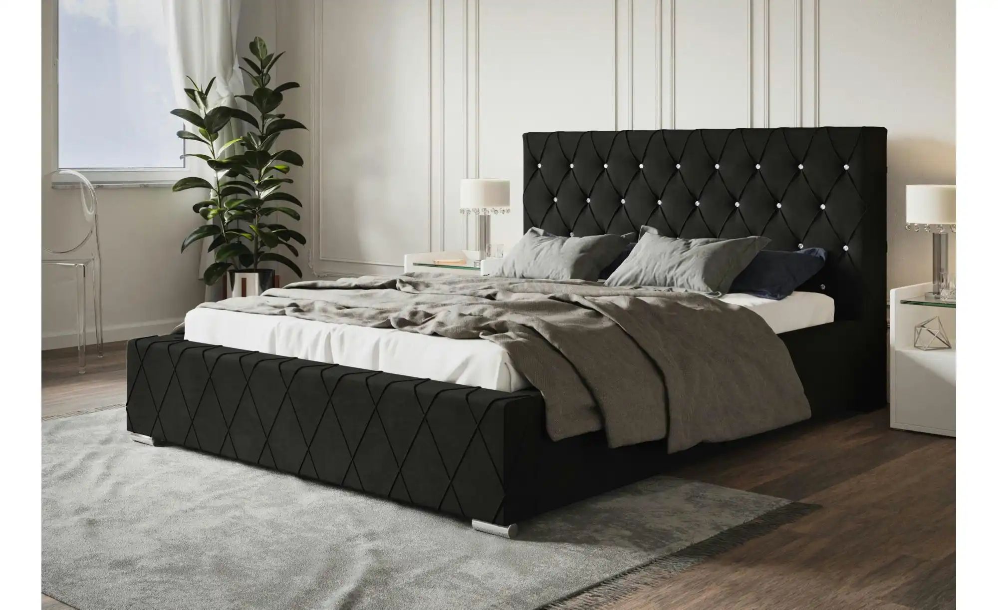 Polsterbett mit Stauraum Bury ¦ schwarz ¦ Maße (cm): B: 180 H: 104 Betten > günstig online kaufen