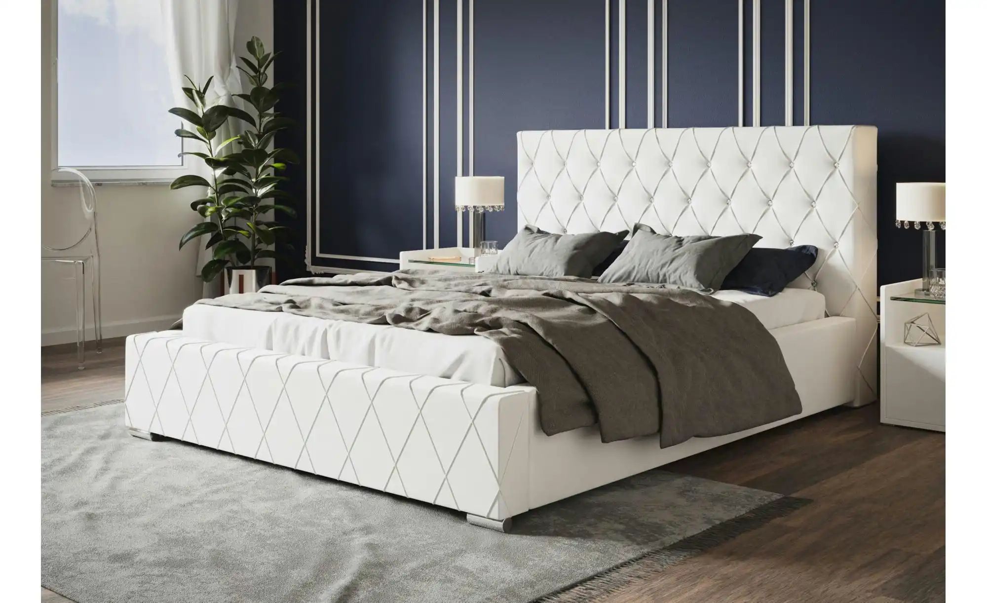 Polsterbett mit Stauraum Bury ¦ weiß ¦ Maße (cm): B: 160 H: 104 Betten > Po günstig online kaufen