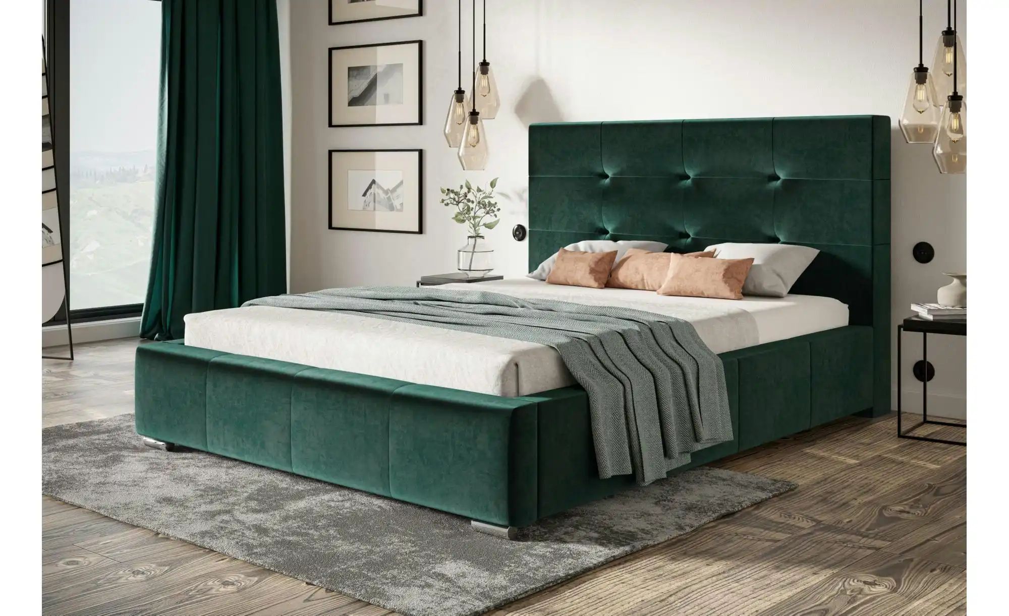 Polsterbett mit Stauraum Bristol ¦ grün ¦ Maße (cm): B: 200 H: 104 Betten > günstig online kaufen