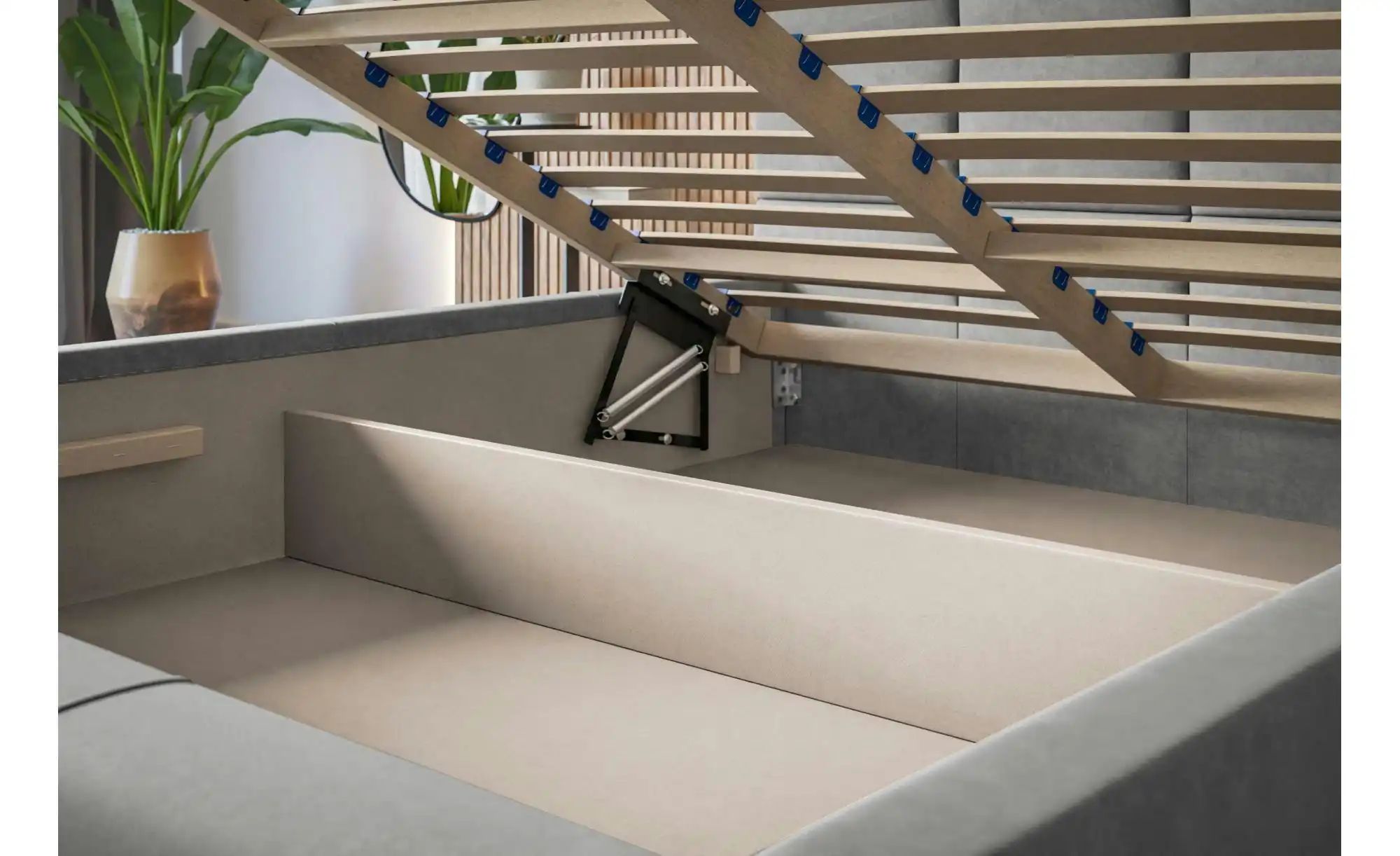 Thumbnail - Polsterbett mit Stauraum Poole ¦ blau ¦ Maße (cm): B: 160 H: 104 Betten > Polsterbetten - Höffner