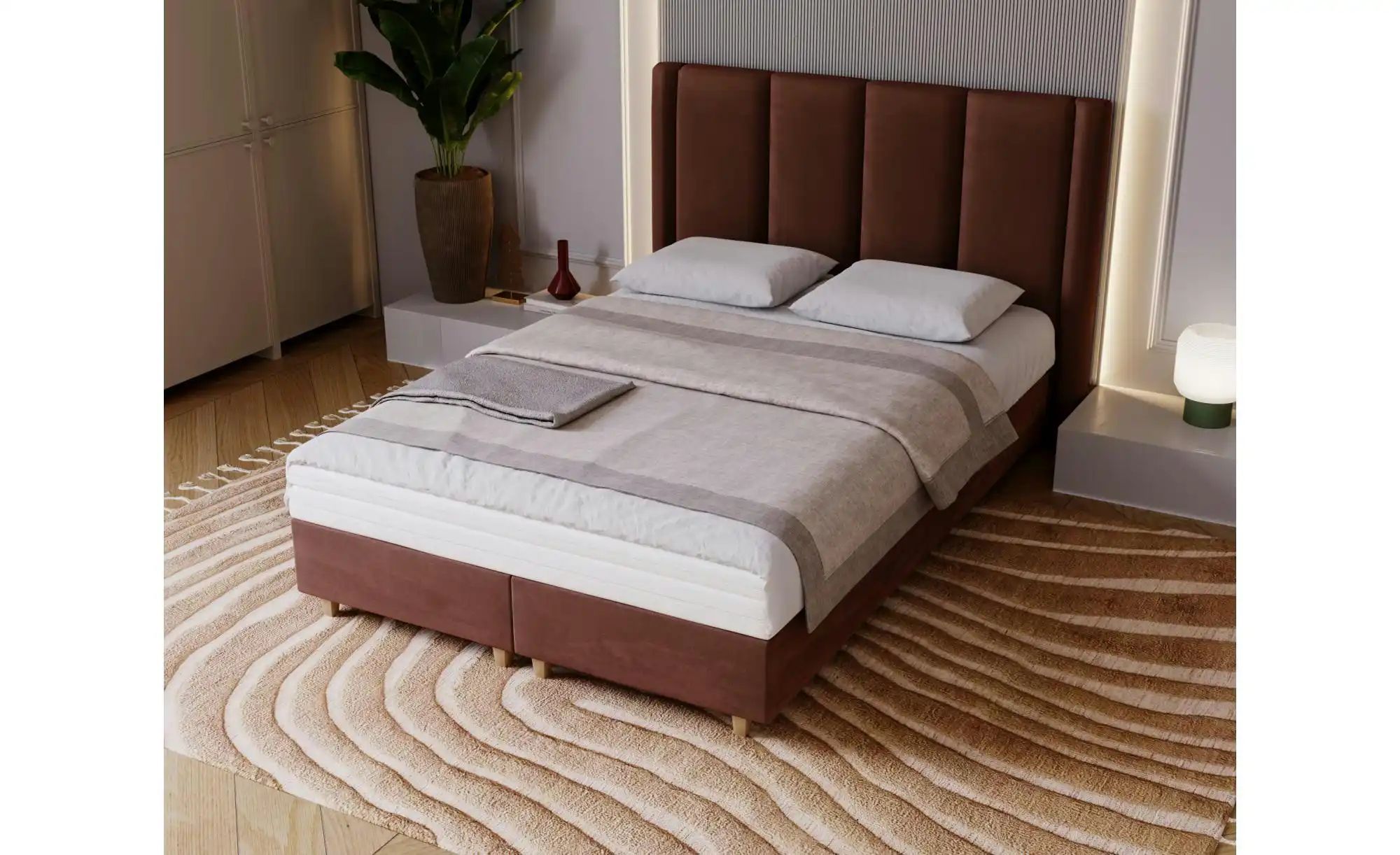 Thumbnail - Boxbett mit Matratze Madeley ¦ braun ¦ Maße (cm): B: 220 H: 110 Betten > Polsterbetten - Höffner