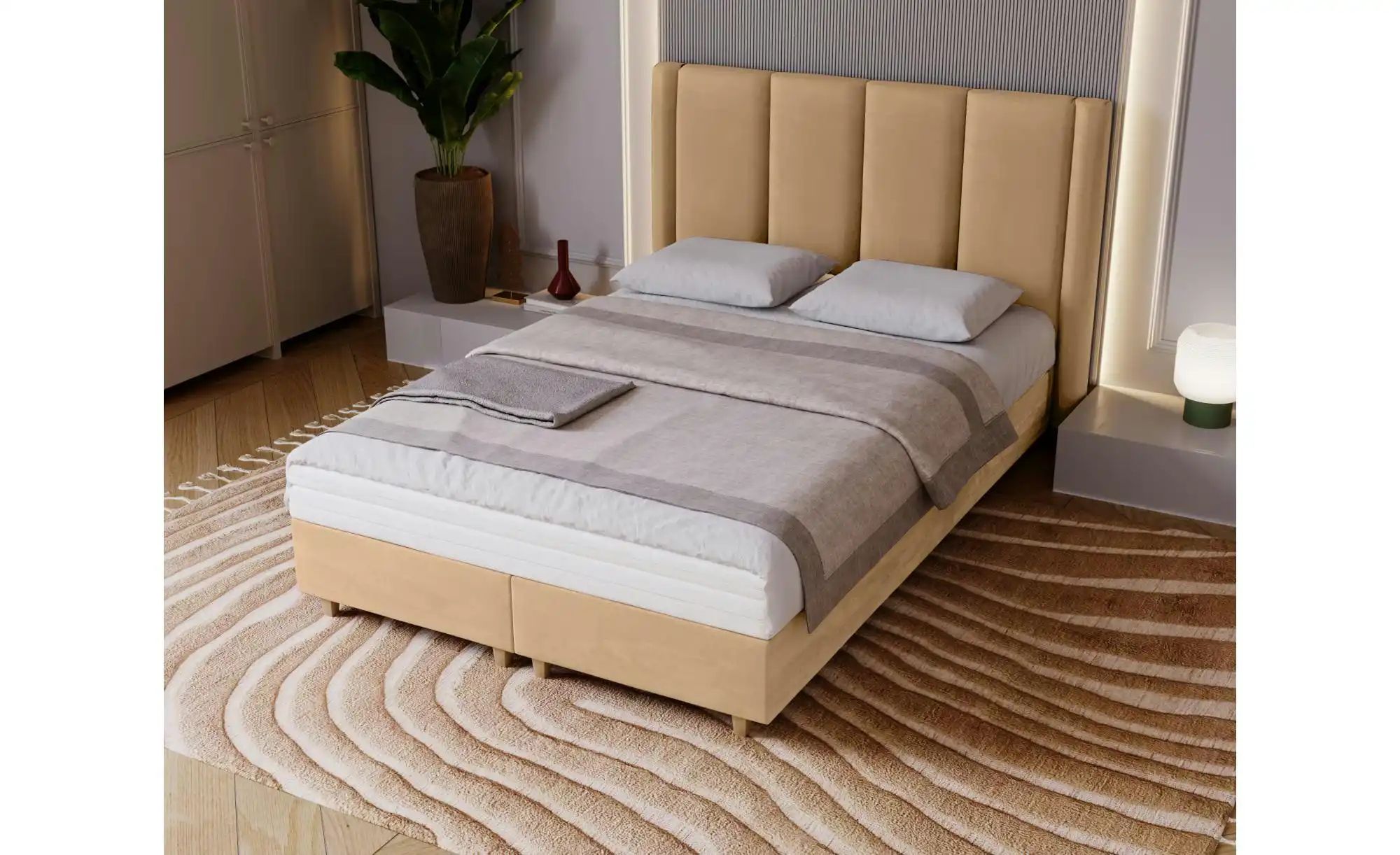 Thumbnail - Boxbett mit Matratze Madeley ¦ creme ¦ Maße (cm): B: 180 H: 110 Betten > Polsterbetten - Höffner