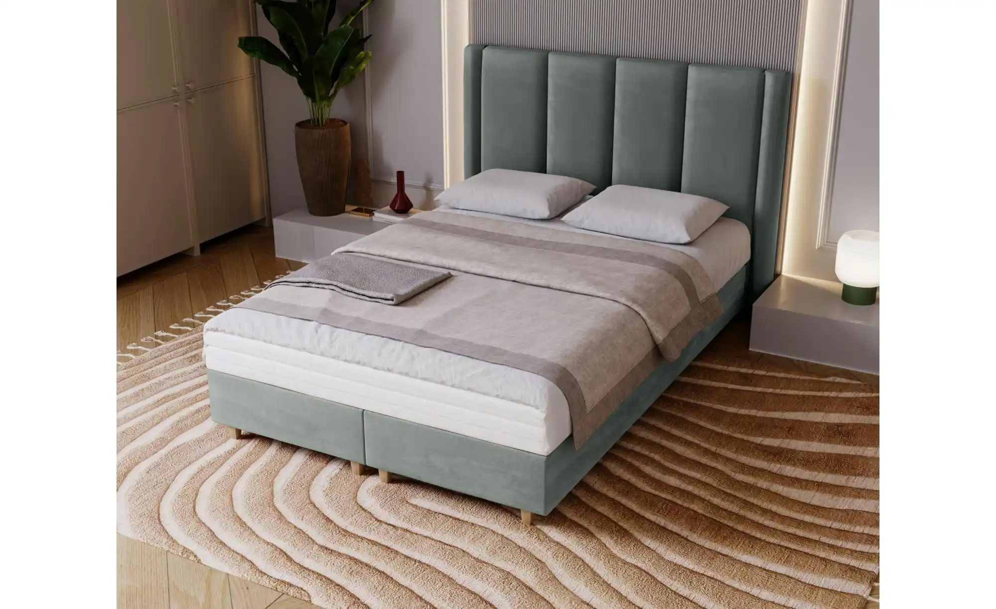 Thumbnail - Boxbett mit Matratze Madeley ¦ grau ¦ Maße (cm): B: 220 H: 110 Betten > Polsterbetten - Höffner