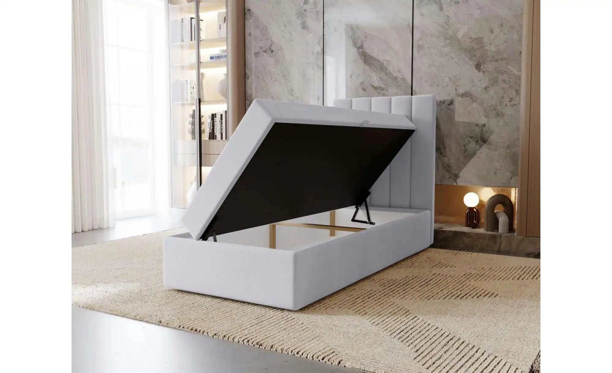 Boxbett mit Stauraum  Nelia ¦ grau ¦ Maße (cm): H: 124 Betten > Polsterbett günstig online kaufen