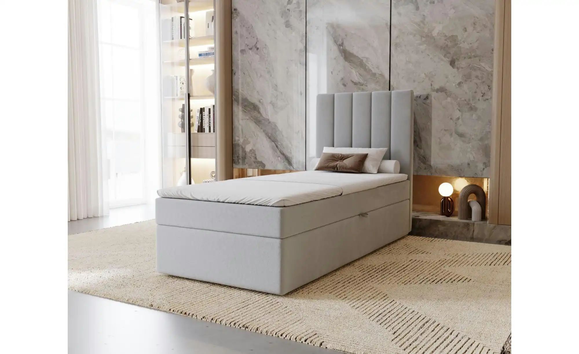 Boxbett mit Stauraum  Nelia ¦ grau ¦ Maße (cm): H: 124 Betten > Polsterbett günstig online kaufen