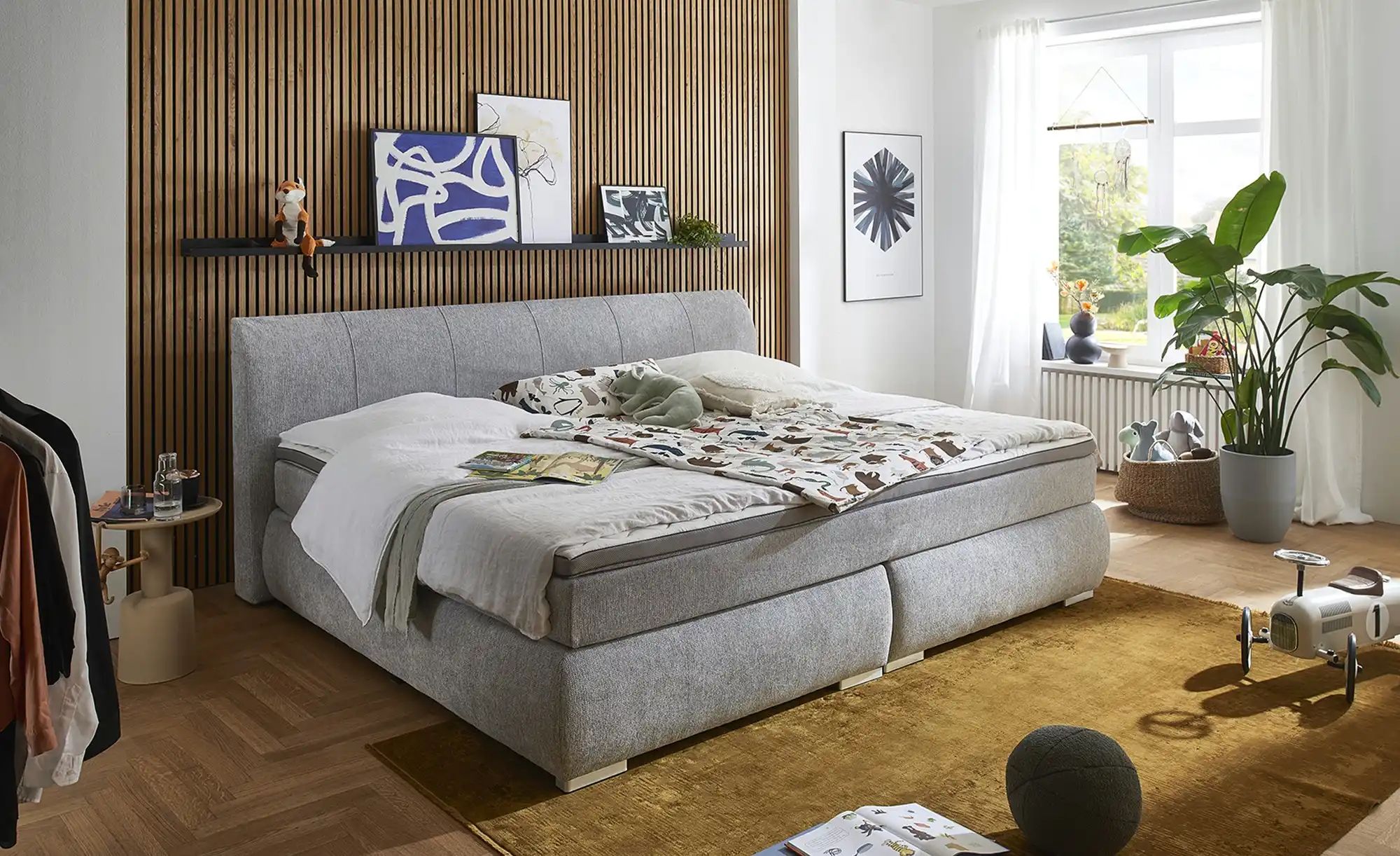 Familien-Boxspringbett  Flamborough ¦ grau ¦ Maße (cm): B: 248 H: 108 Bette günstig online kaufen