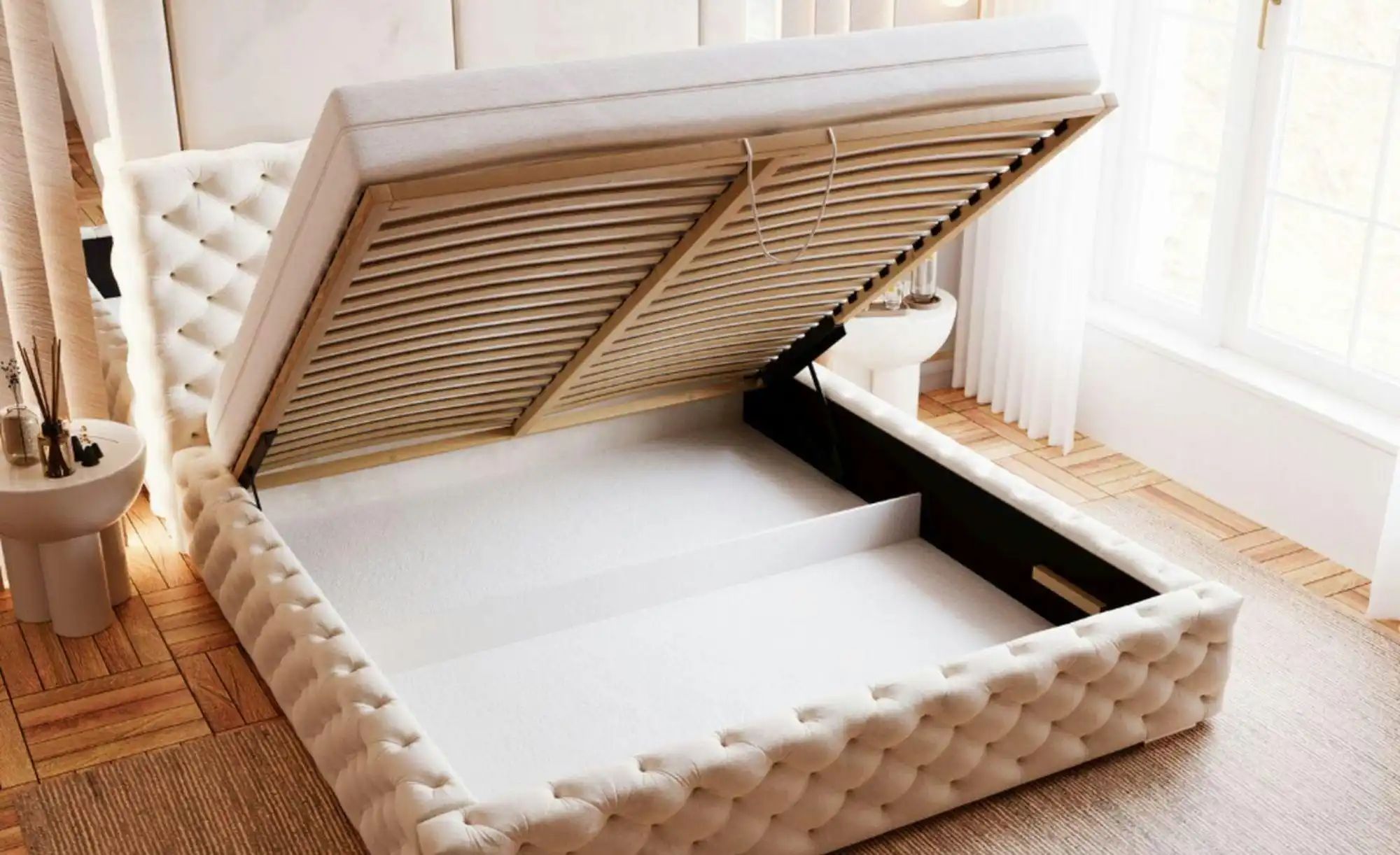 Polsterbett mit Stauraum Ashton ¦ beige ¦ Maße (cm): H: 105 Betten > Polste günstig online kaufen
