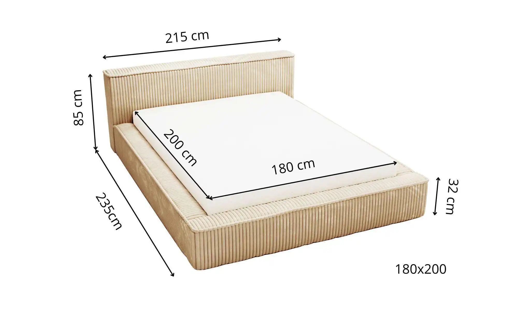 Polsterbett mit Stauraum Langport ¦ braun ¦ Maße (cm): B: 215 H: 85 Betten günstig online kaufen