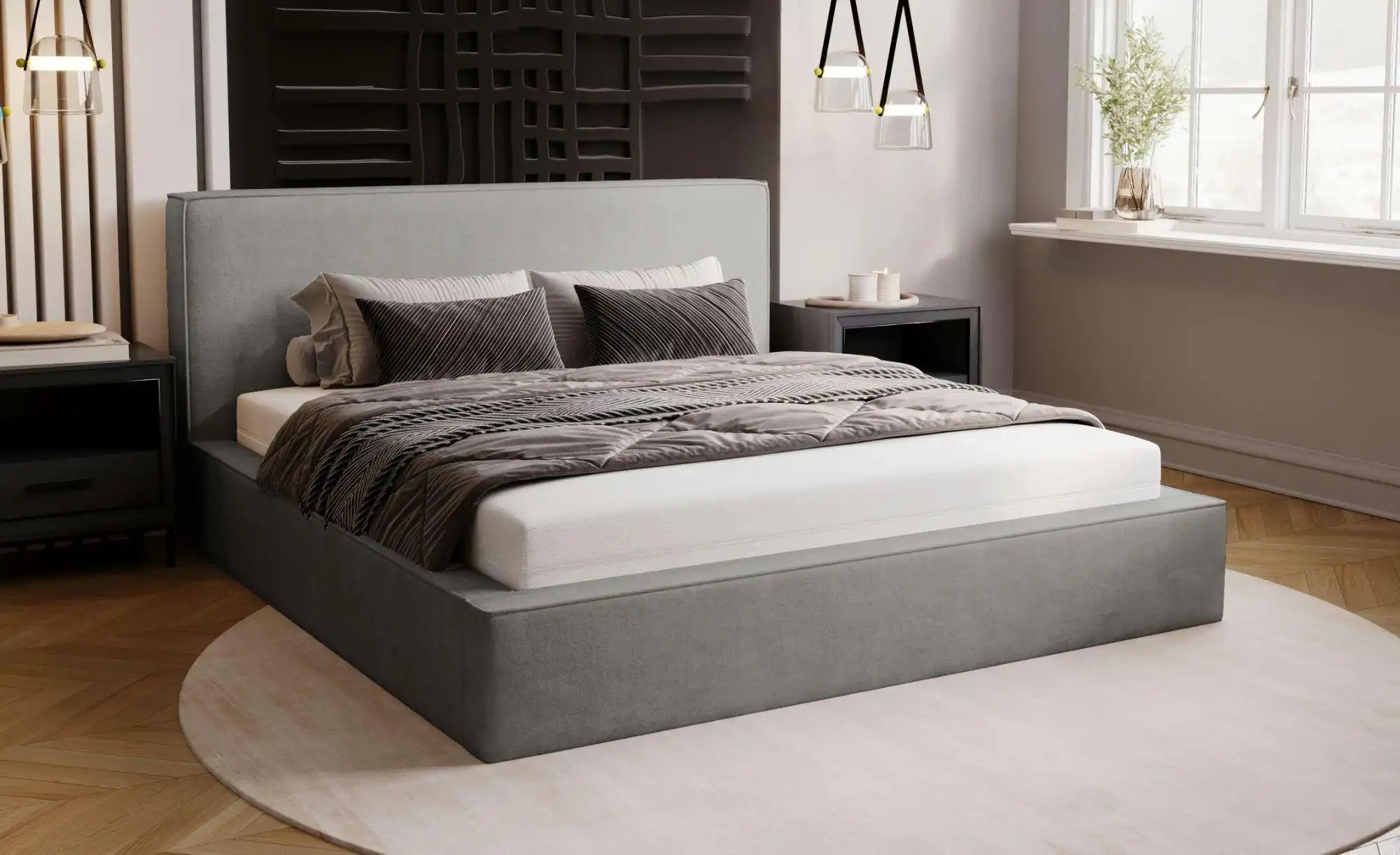 Polsterbett mit Stauraum Malton ¦ grau ¦ Maße (cm): B: 155 H: 100 Betten > günstig online kaufen