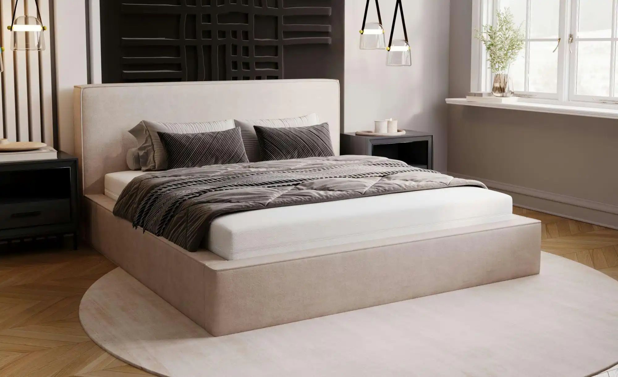 Polsterbett mit Stauraum Malton ¦ beige ¦ Maße (cm): B: 155 H: 100 Betten > günstig online kaufen