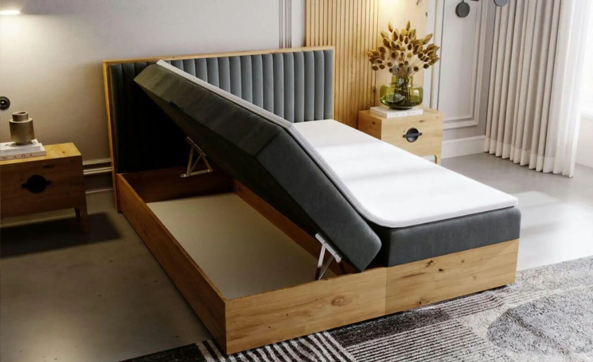 Boxbett mit Stauraum Forres ¦ grau ¦ Maße (cm): B: 165 H: 100 Betten > Pols günstig online kaufen