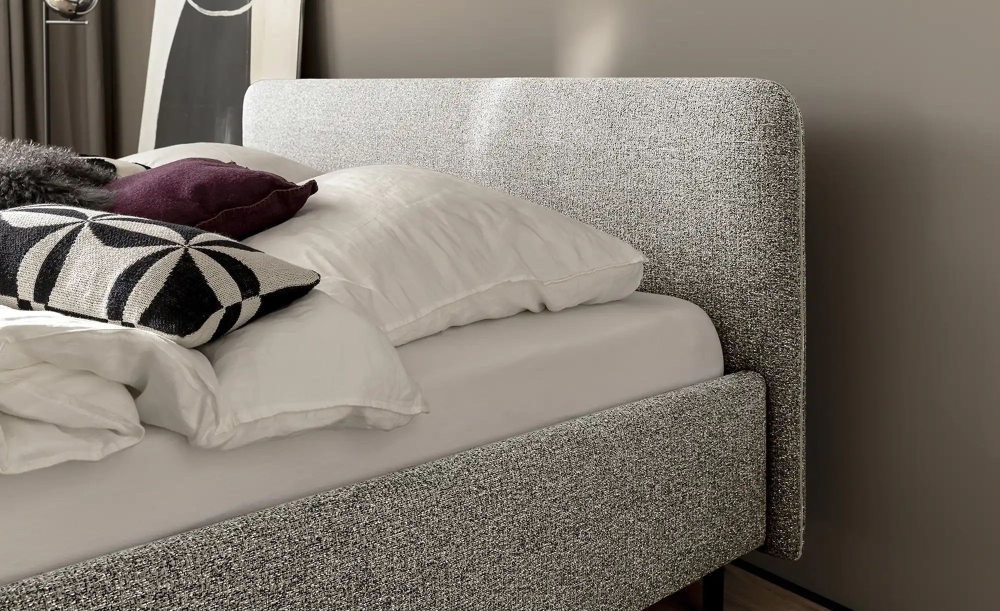 Polsterbett in meliertem Webstoff Primo ¦ beige ¦ Maße (cm): B: 184 H: 105 günstig online kaufen