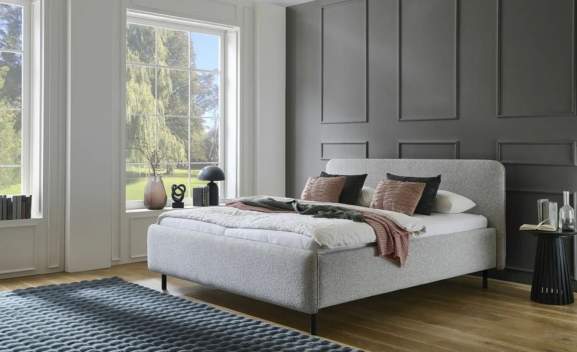 Polsterbett in meliertem Webstoff Primo ¦ grau ¦ Maße (cm): B: 204 H: 105 B günstig online kaufen