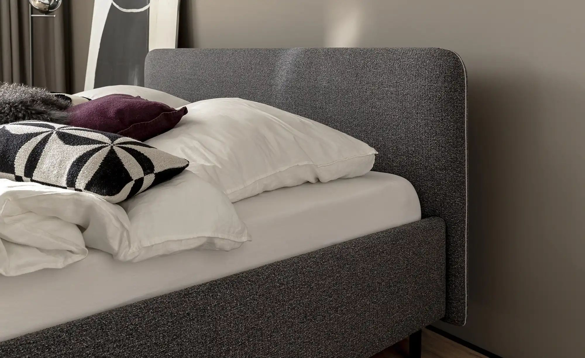 Polsterbett in meliertem Webstoff Primo ¦ schwarz ¦ Maße (cm): B: 204 H: 10 günstig online kaufen