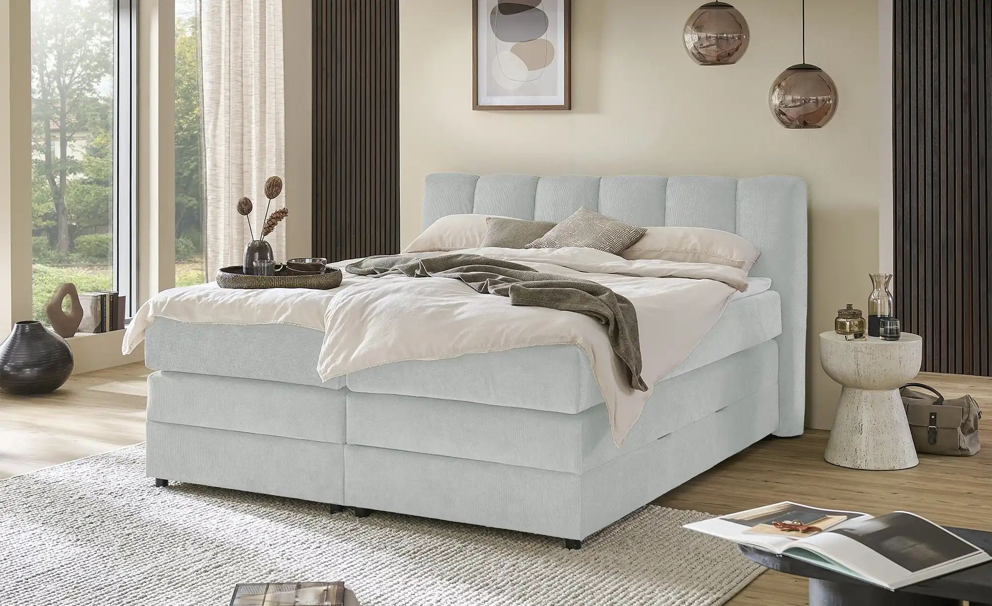 Boxspringbett mit Bettkasten Claire ¦ grau ¦ Maße (cm): B: 156 H: 115 Bette günstig online kaufen