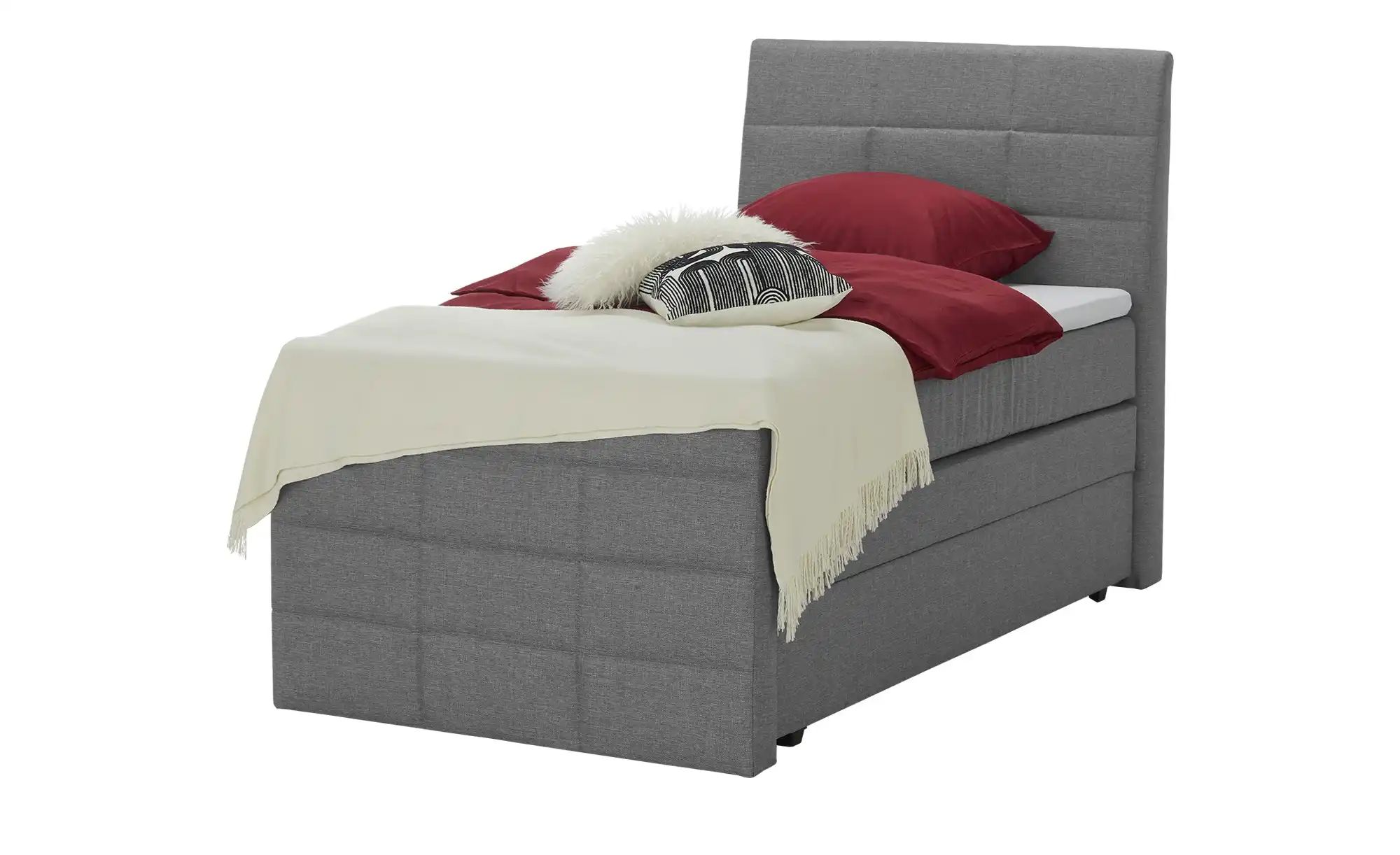 Boxspringbett mit Bettkasten und Topper Baron ¦ grau ¦ Maße (cm): B: 109 H: günstig online kaufen