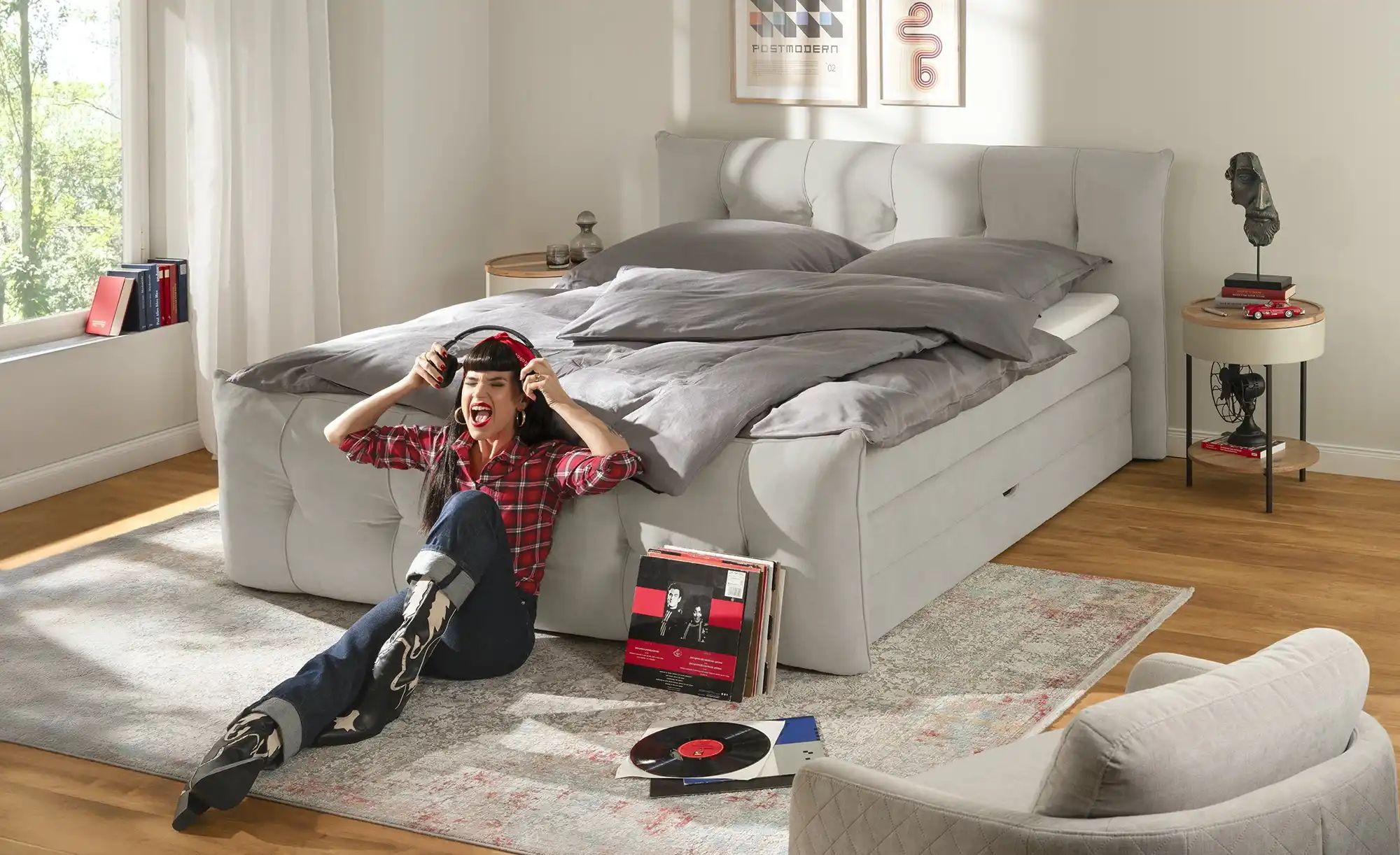 switch Boxspringbett mit Bettkasten Sofia ¦ grau ¦ Maße (cm): B: 184 H: 113 günstig online kaufen