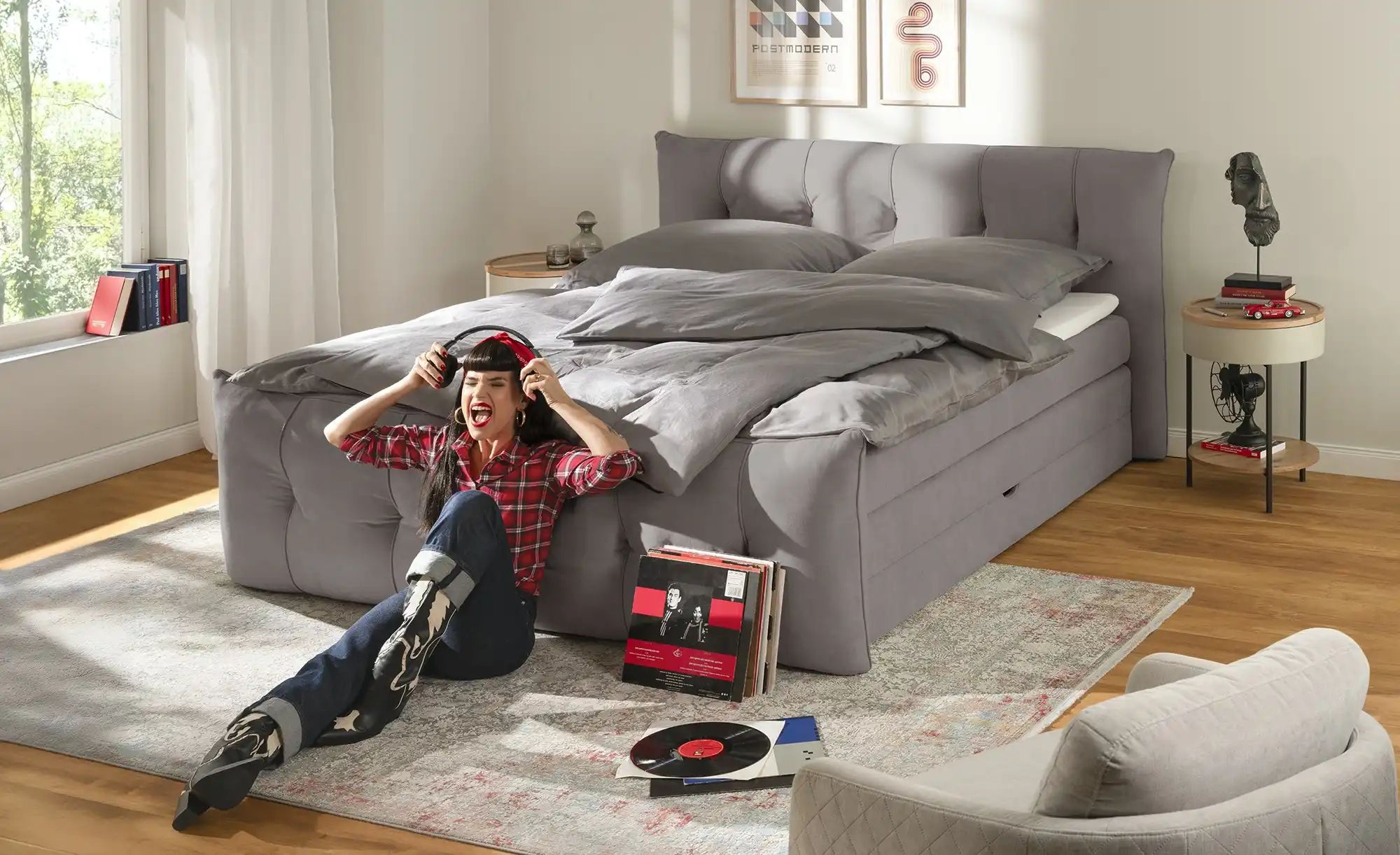 switch Boxspringbett mit Bettkasten Sofia ¦ grau ¦ Maße (cm): B: 184 H: 113 günstig online kaufen
