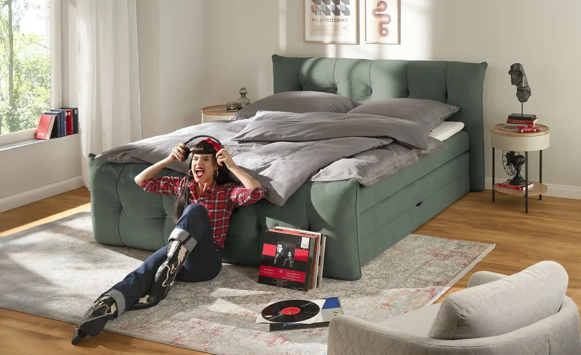 switch Boxspringbett mit Bettkasten Sofia ¦ grün ¦ Maße (cm): B: 184 H: 113 günstig online kaufen