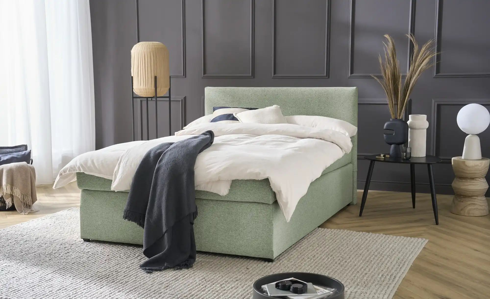 Boxspringbett mit Matratze und Topper  H3 Duke ¦ grün ¦ Maße (cm): B: 127 H günstig online kaufen