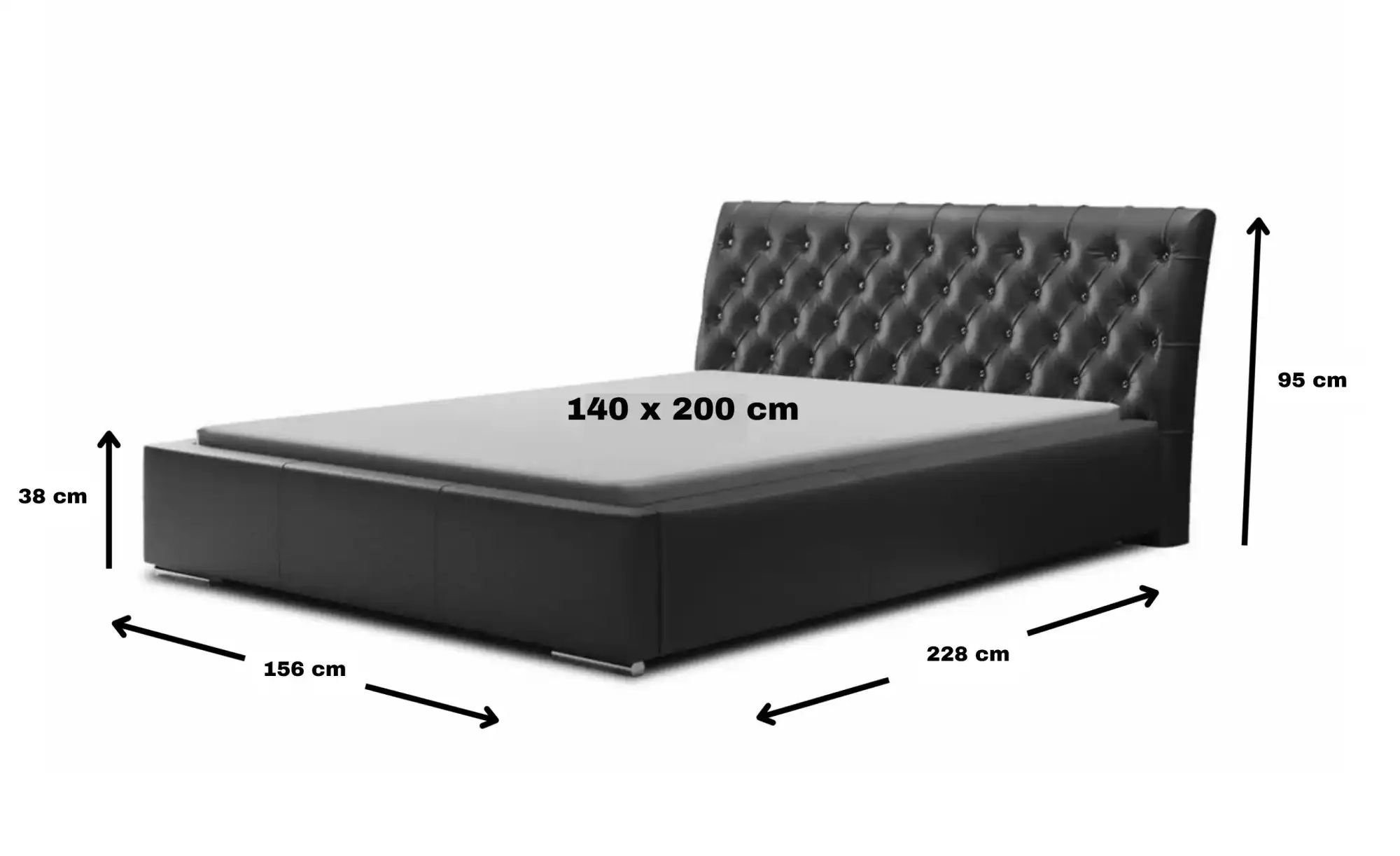 Polsterbett   ¦ schwarz ¦ Maße (cm): B: 156 H: 95 Betten > Polsterbetten - günstig online kaufen