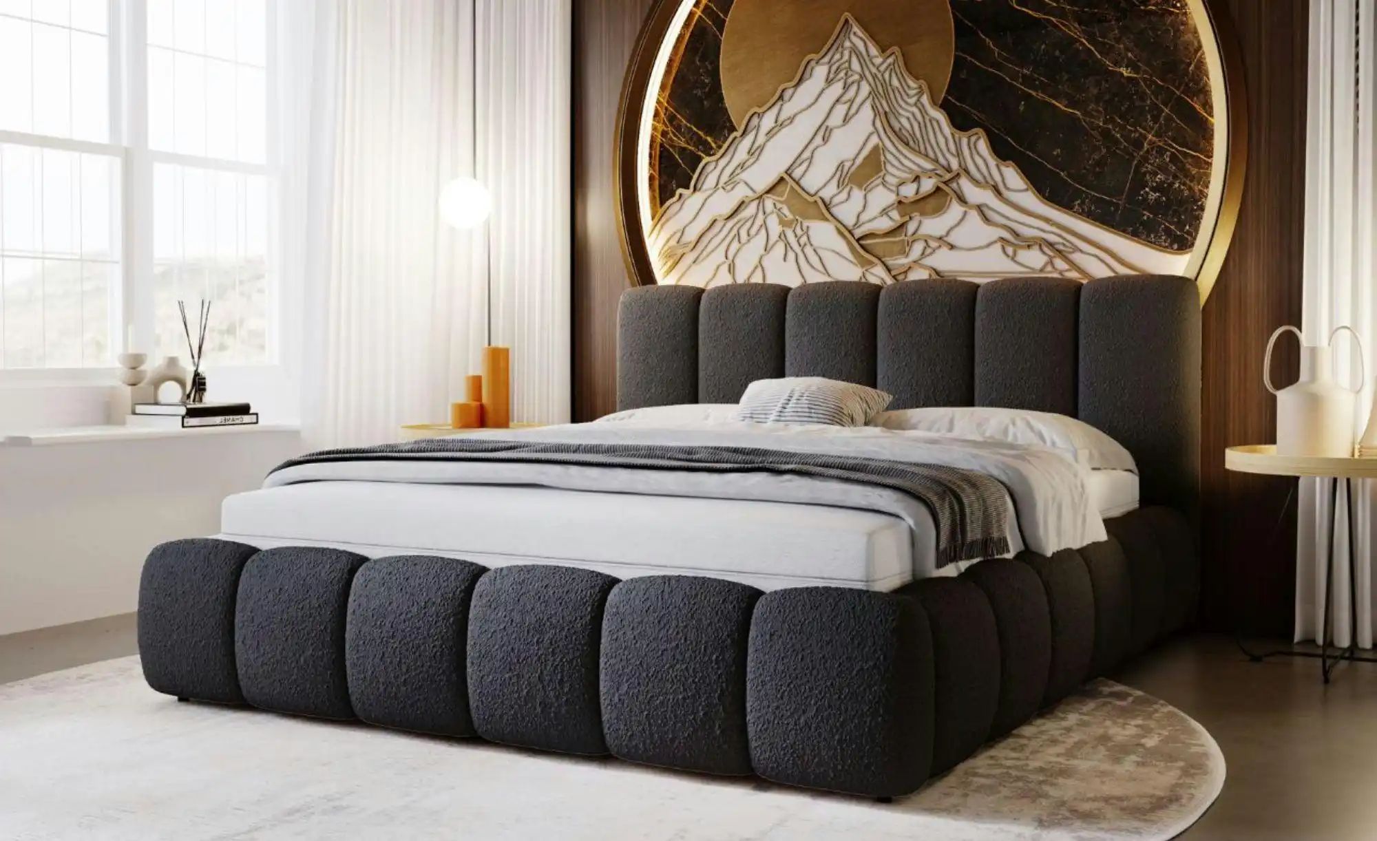 Polsterbett   ¦ schwarz ¦ Maße (cm): B: 205 H: 105 Betten > Polsterbetten - günstig online kaufen