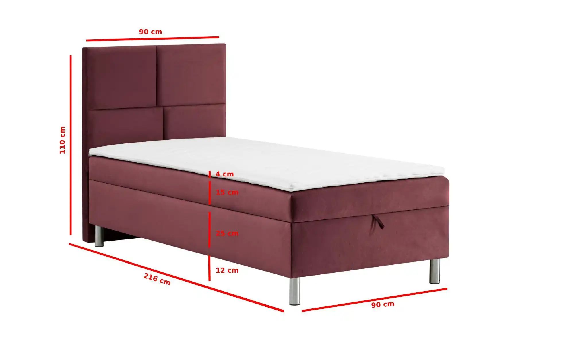 Boxbett mit Bettkasten Adria ¦ rot ¦ Maße (cm): B: 90 H: 110 Betten > Polst günstig online kaufen